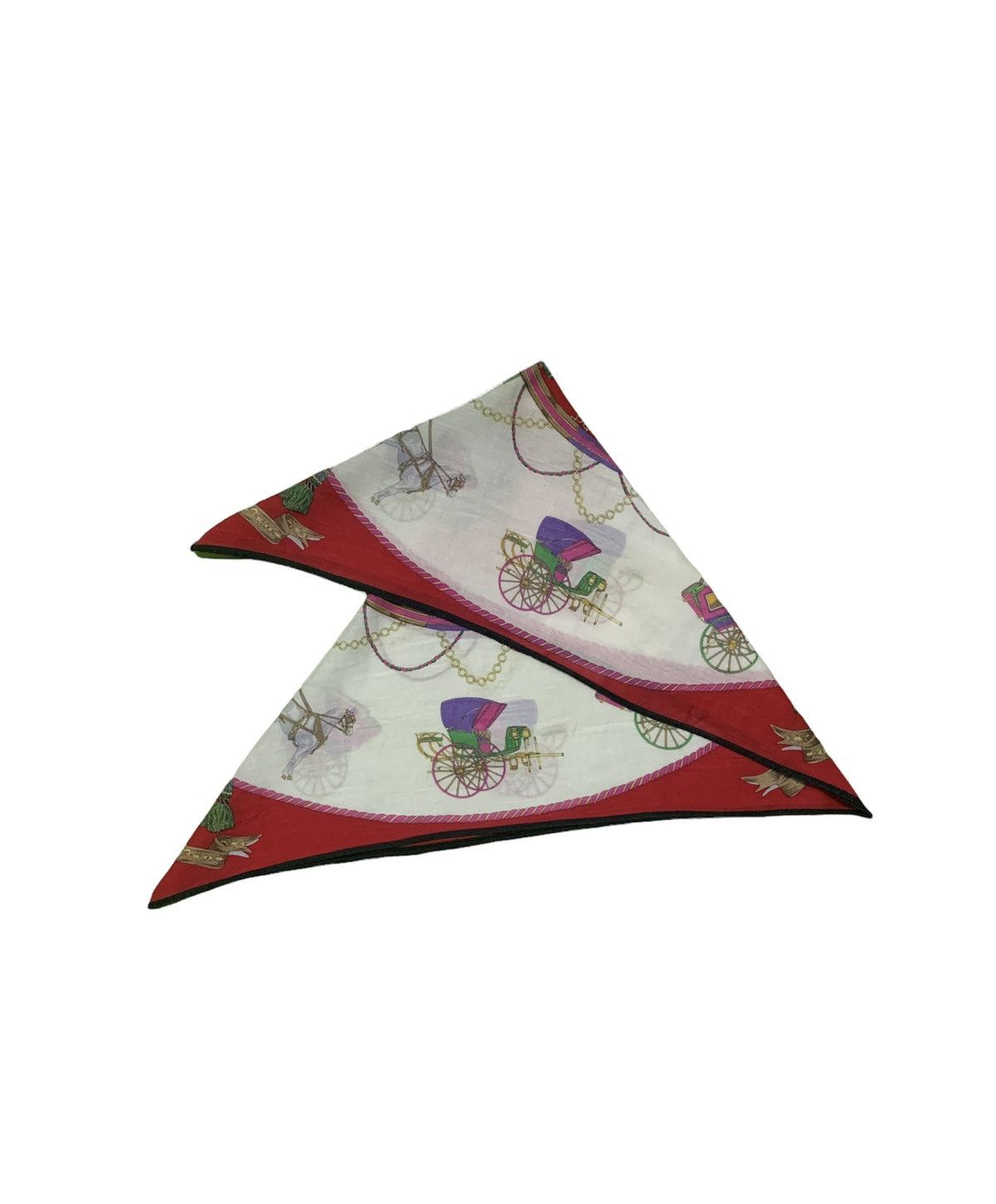 Celine × Other Vintage Celine Paris Horse Carriage Design Scarf Neckerchief Size ONE SIZE - 2 Thumbnail