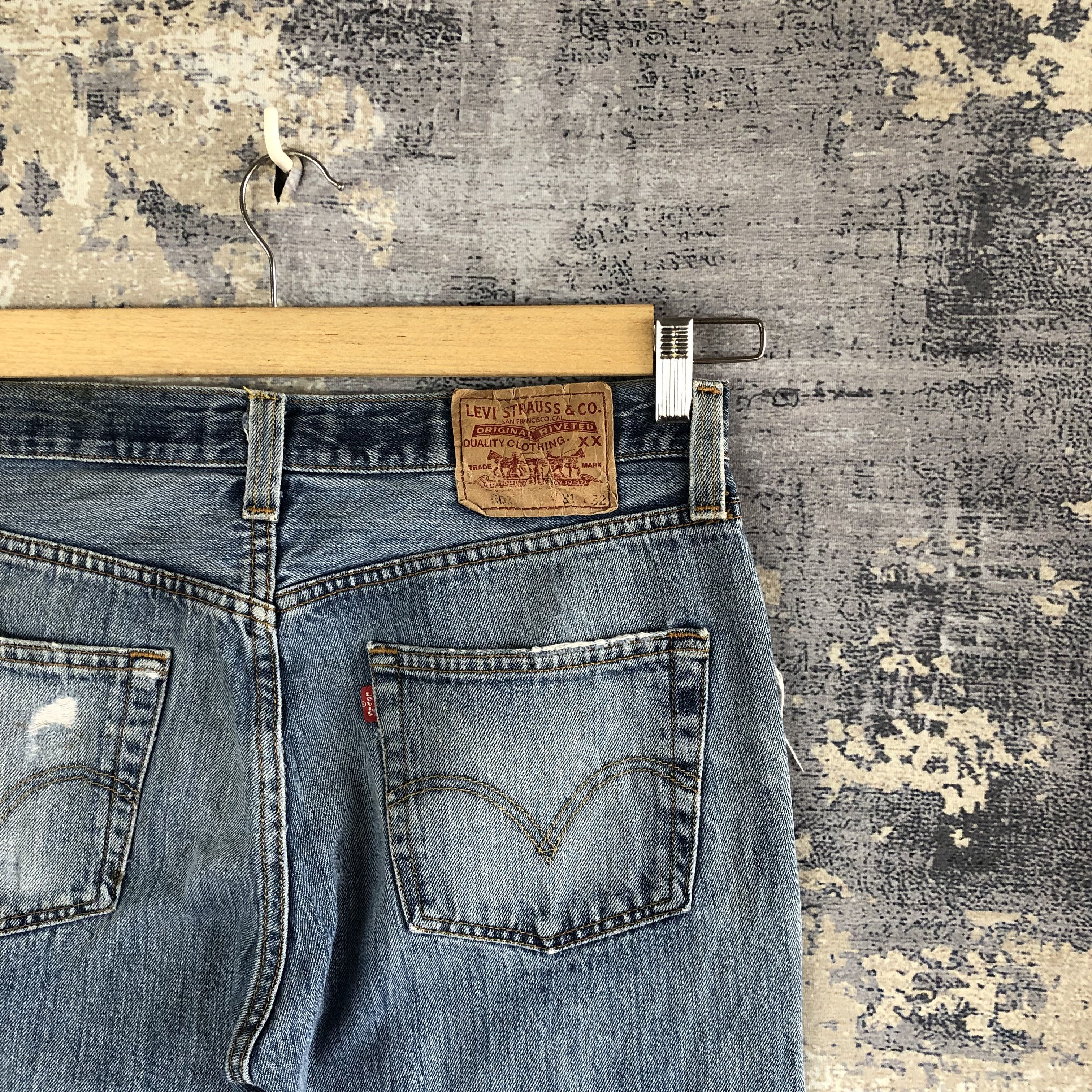 Jean Vintage Levis 501 Jeans Distressed Dirty Blue Levi's Denim Size US 32 / EU 48 - 5 Thumbnail