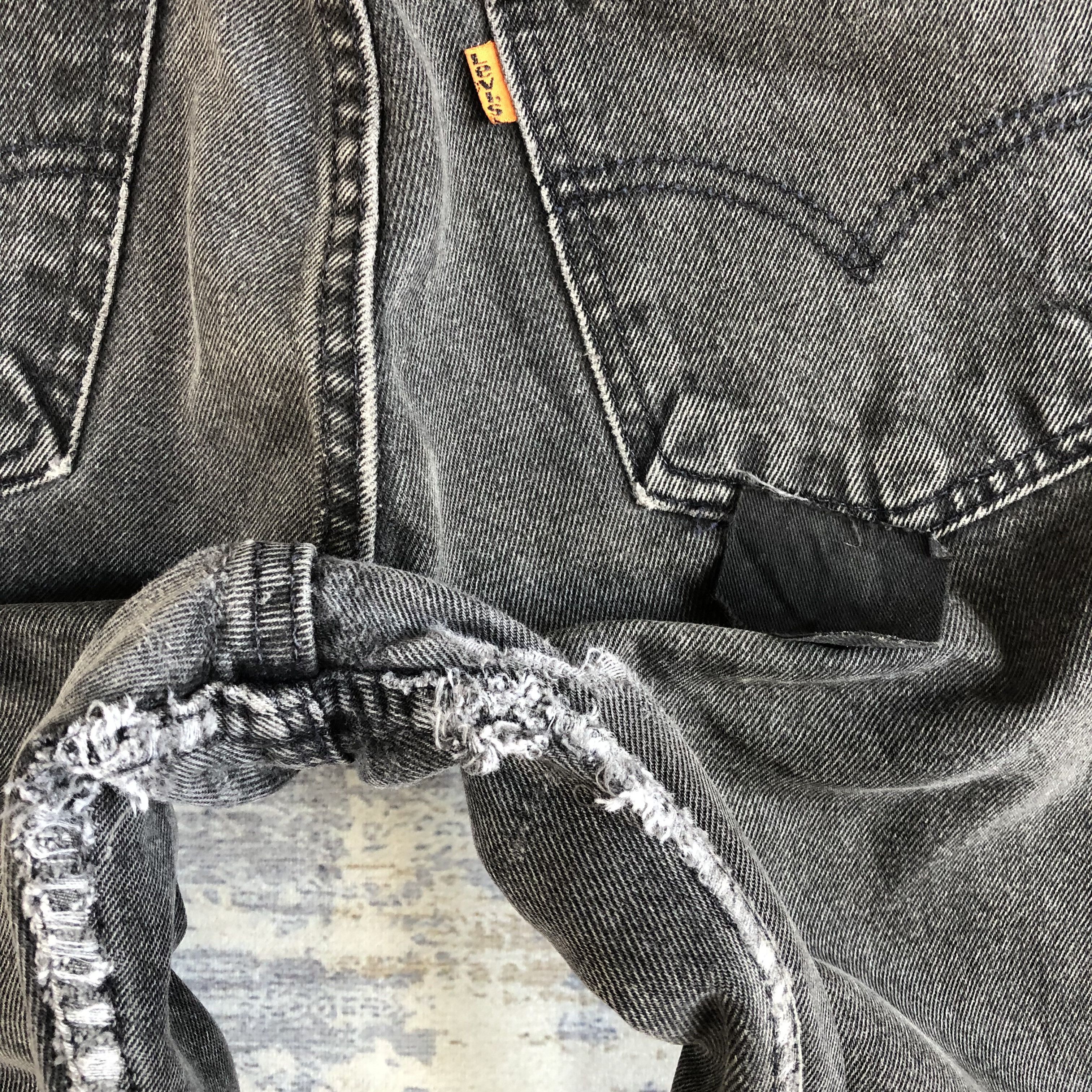 Levi's Levis 550 Faded Black Denim Distressed Orange Tab Jeans Size 26" / US 2 / IT 38 - 9 Thumbnail