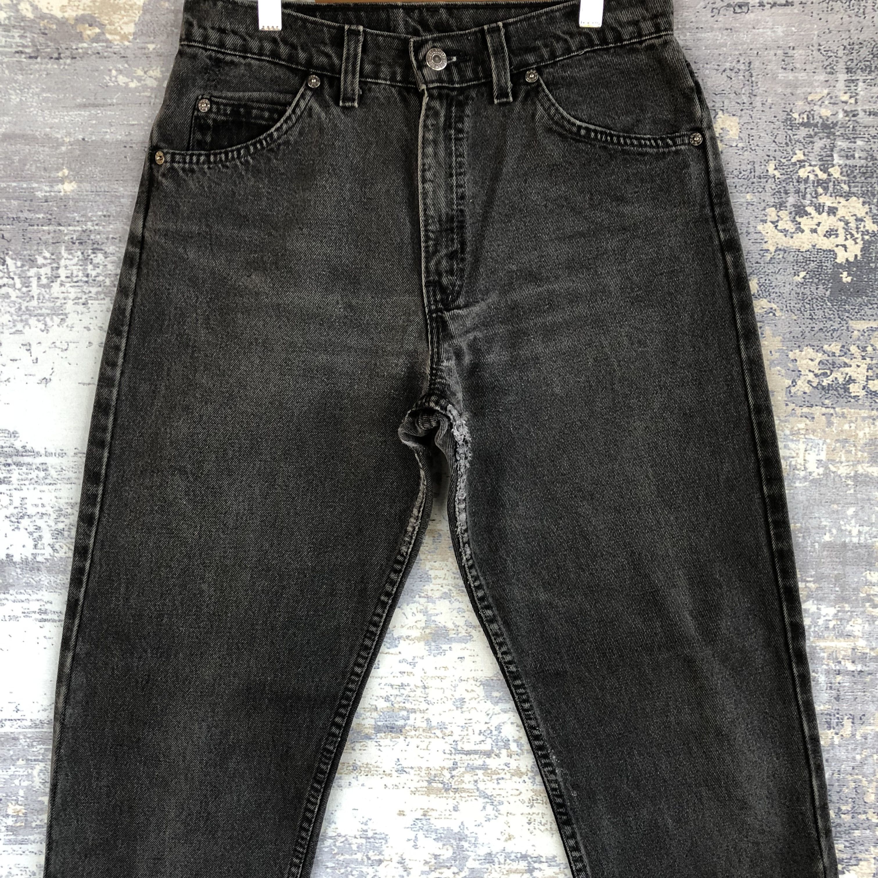 Levi's Levis 550 Faded Black Denim Distressed Orange Tab Jeans Size 26" / US 2 / IT 38 - 4 Thumbnail