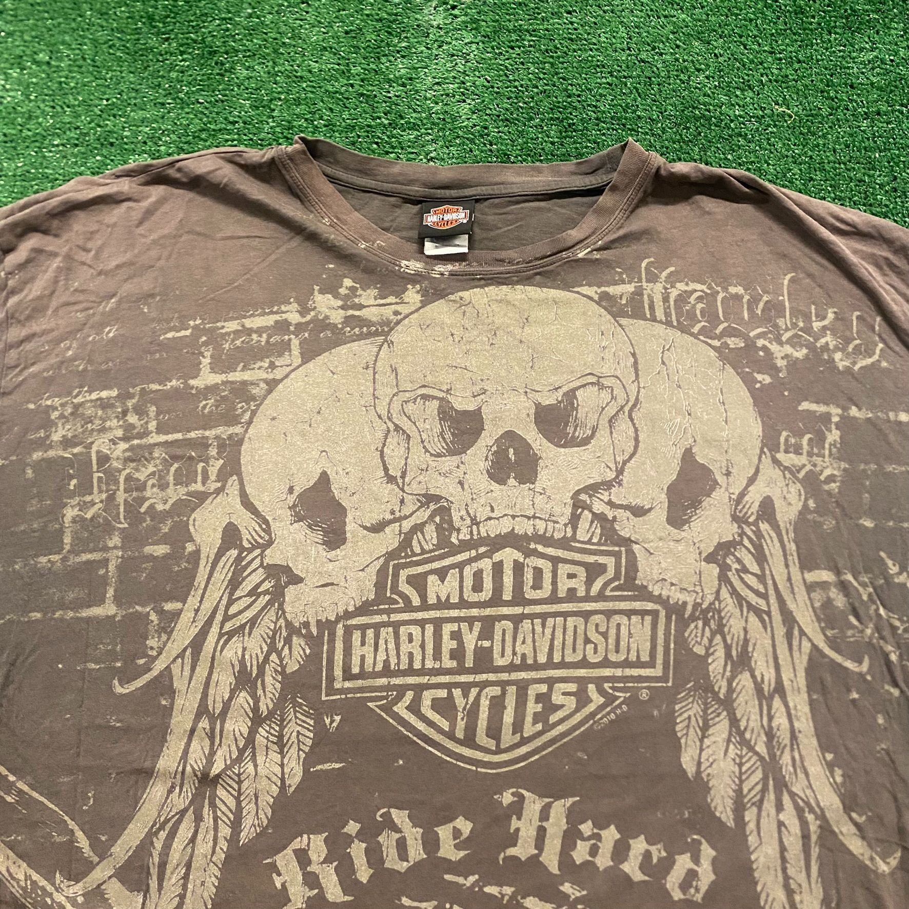 Harley Davidson Vintage Y2K Baggy Harley Davidson Skull Gothic Biker T-Shirt Size US XXL / EU 58 / 5 - 2 Thumbnail