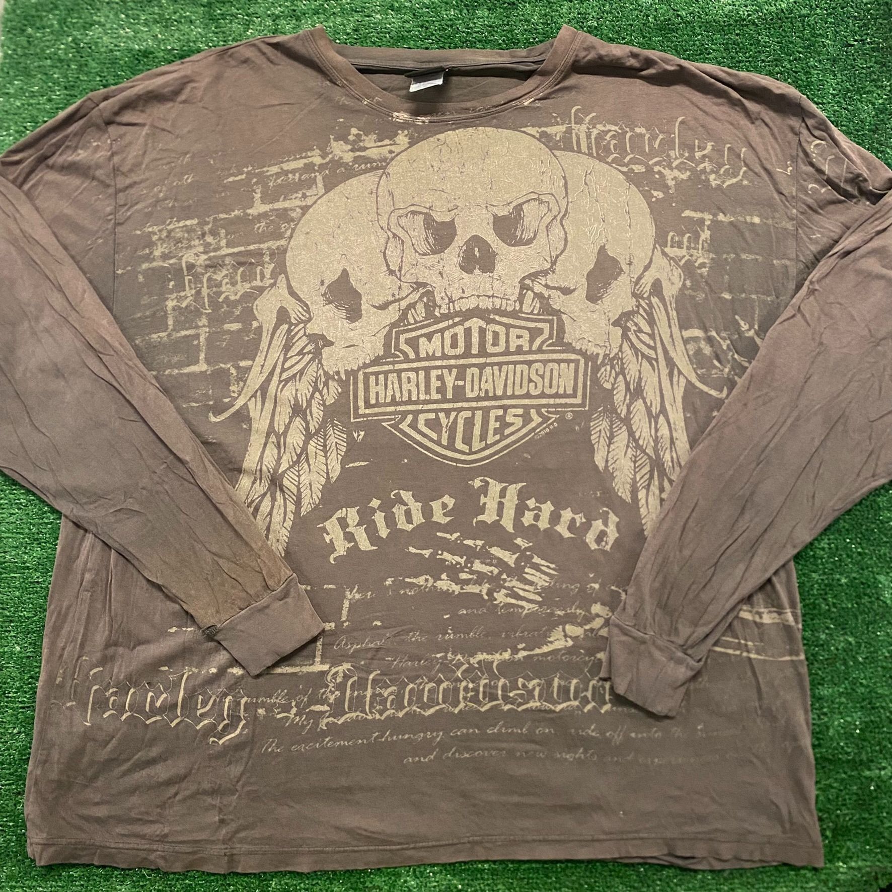 Harley Davidson Vintage Y2K Baggy Harley Davidson Skull Gothic Biker T-Shirt Size US XXL / EU 58 / 5 - 1 Thumbnail