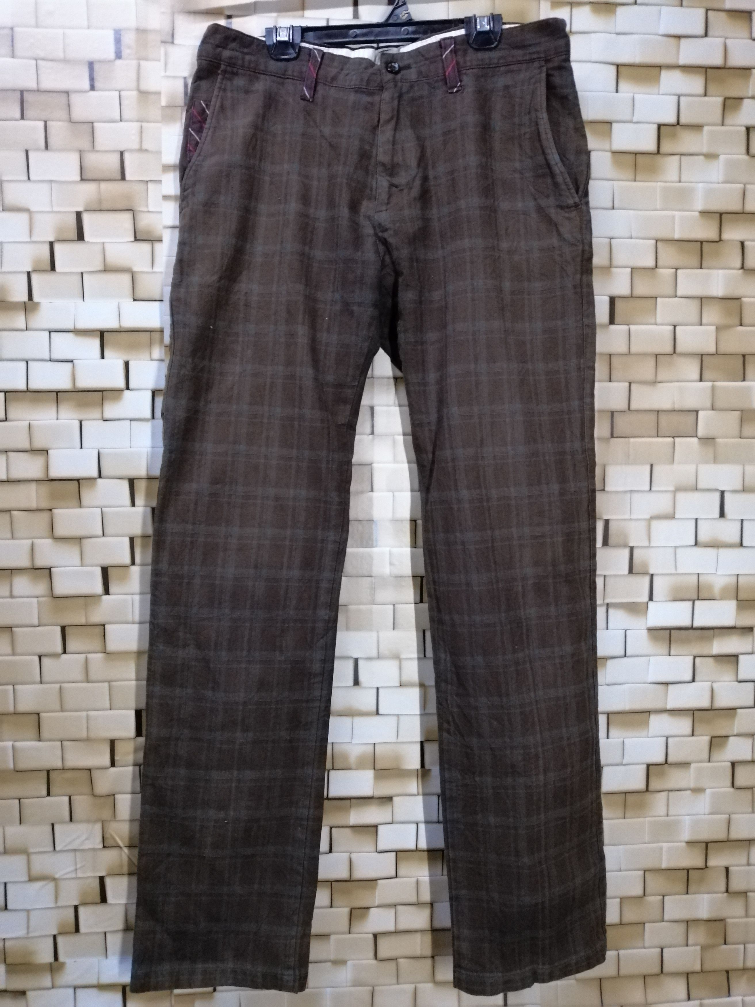 Japanese Brand Vas-Y Checked Plaid Slim Fit Punk Work Wear Pant Size US 32 / EU 48 - 1 Thumbnail