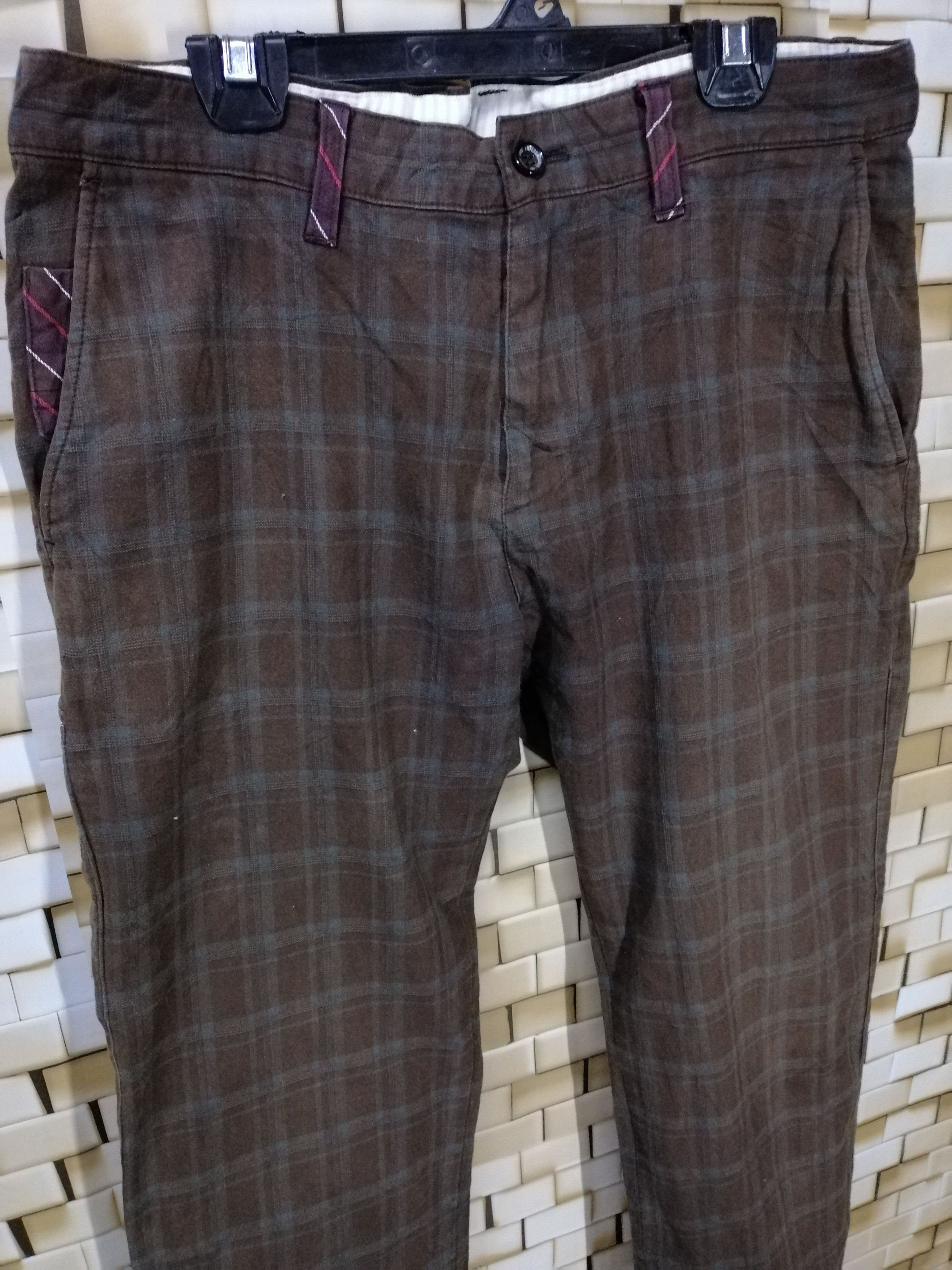 Japanese Brand Vas-Y Checked Plaid Slim Fit Punk Work Wear Pant Size US 32 / EU 48 - 2 Thumbnail