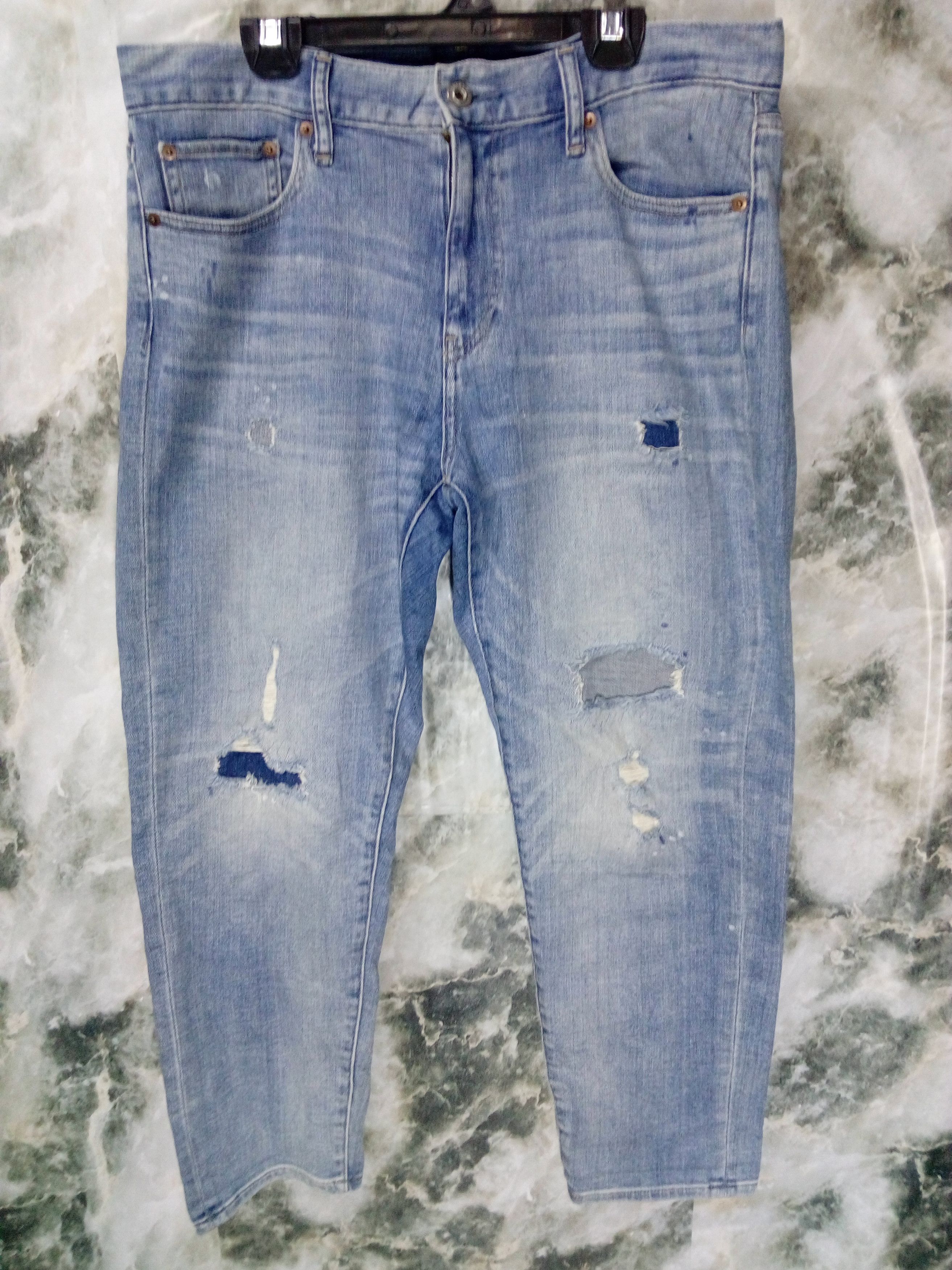 Japanese Brand Distressed Japan Crop Distroyed Patches Jeans Slim Fit Size US 33 - 1 Thumbnail