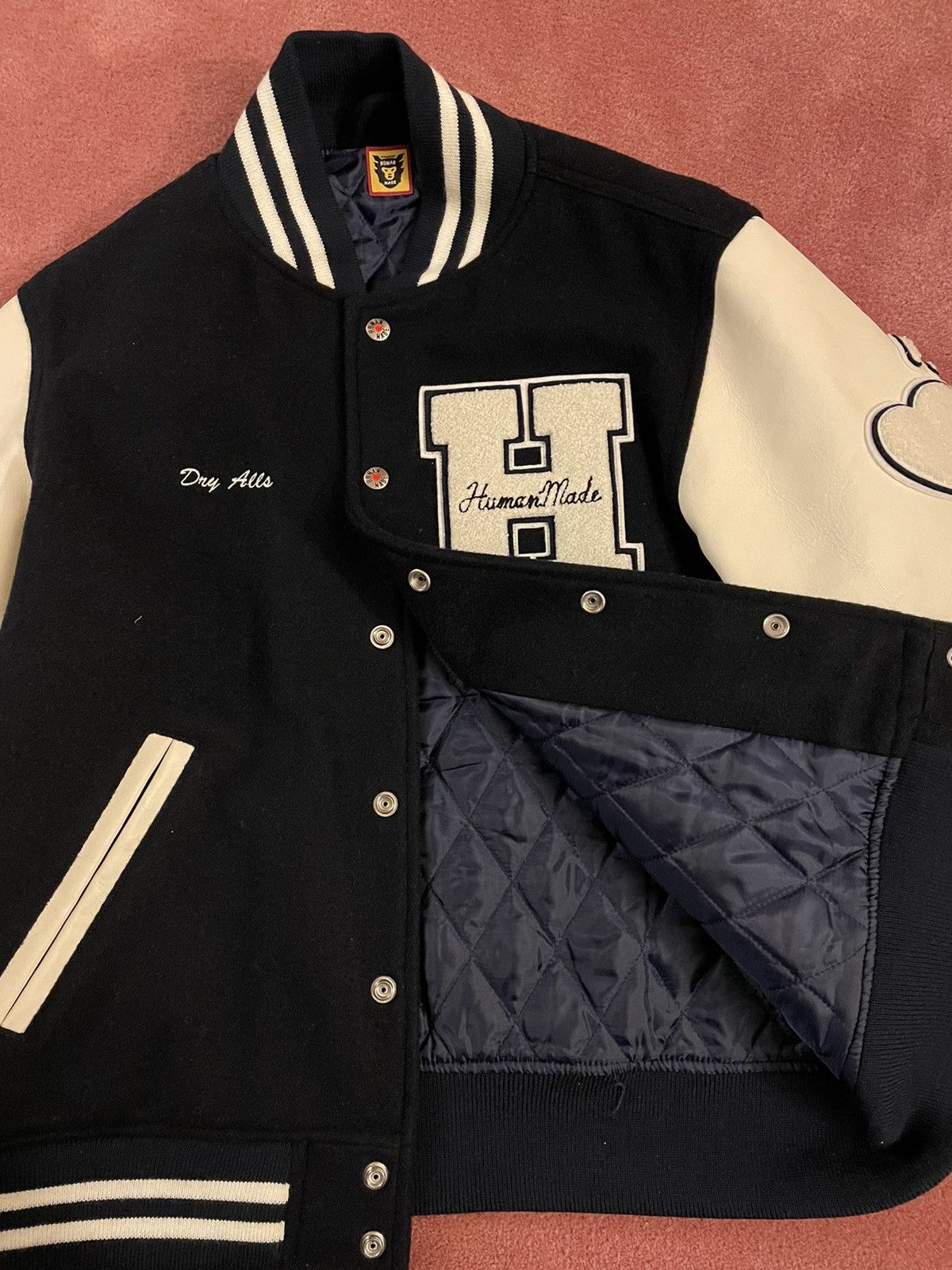 Human Made Human Made Varsity Jacket Dry Alls 2018 Heart Sleeve sz M Size US M / EU 48-50 / 2 - 7 Thumbnail