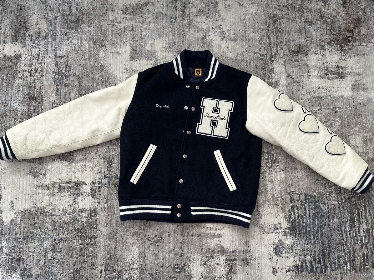 Human Made Human Made Varsity Jacket Dry Alls 2018 Heart Sleeve sz M Size US M / EU 48-50 / 2 - 11 Thumbnail