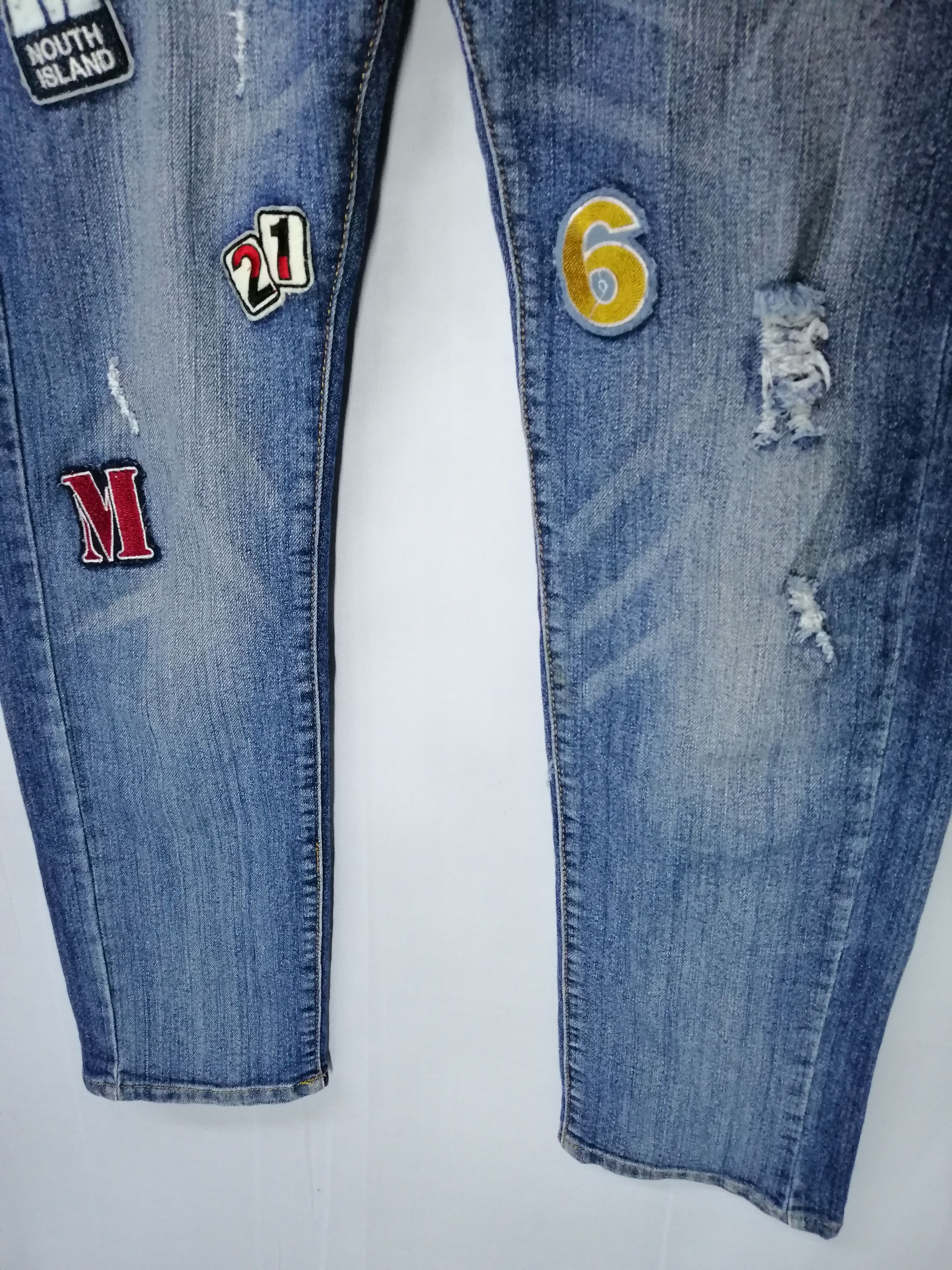 Japanese Brand Rare Patches Distressed Jeans Skinny Fit Size US 33 - 3 Thumbnail
