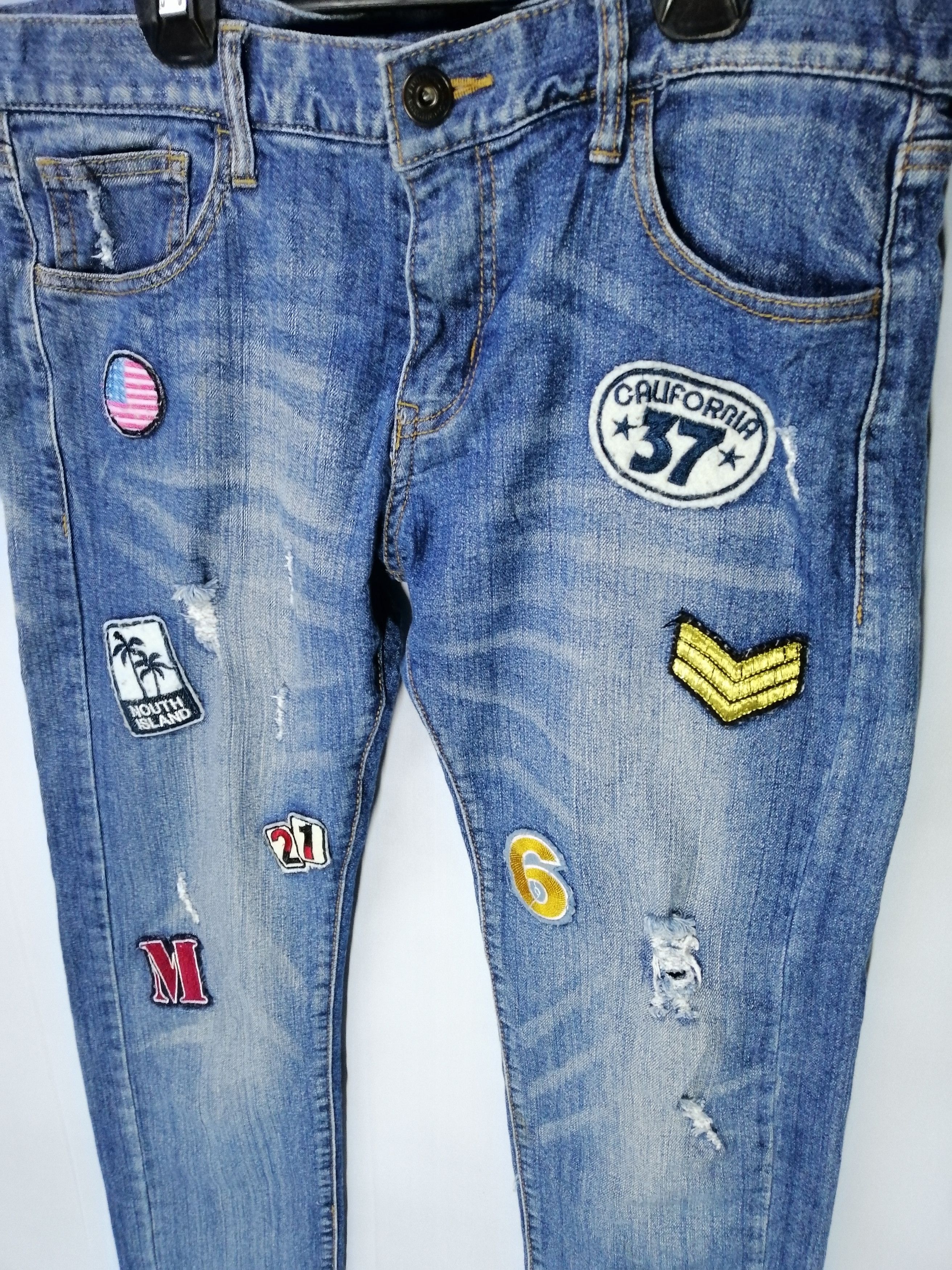 Japanese Brand Rare Patches Distressed Jeans Skinny Fit Size US 33 - 2 Thumbnail