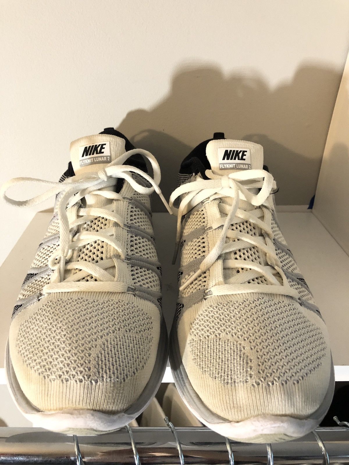 Nike flyknit lunar 2 runners Oreo wolf grey size 11.5
