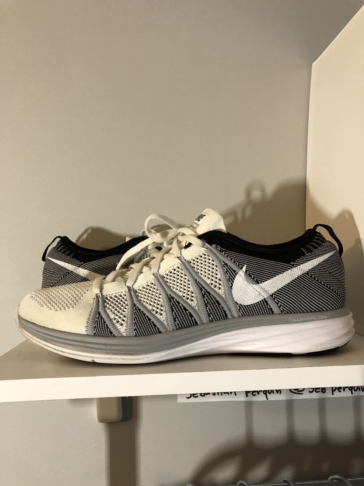 Nike flyknit lunar 2 runners Oreo wolf grey size 11.5