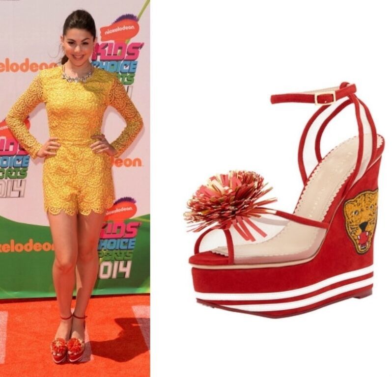 $1295 CHARLOTTE OLYMPIA seen on KIRA KOSARAN Cherry Red TEA