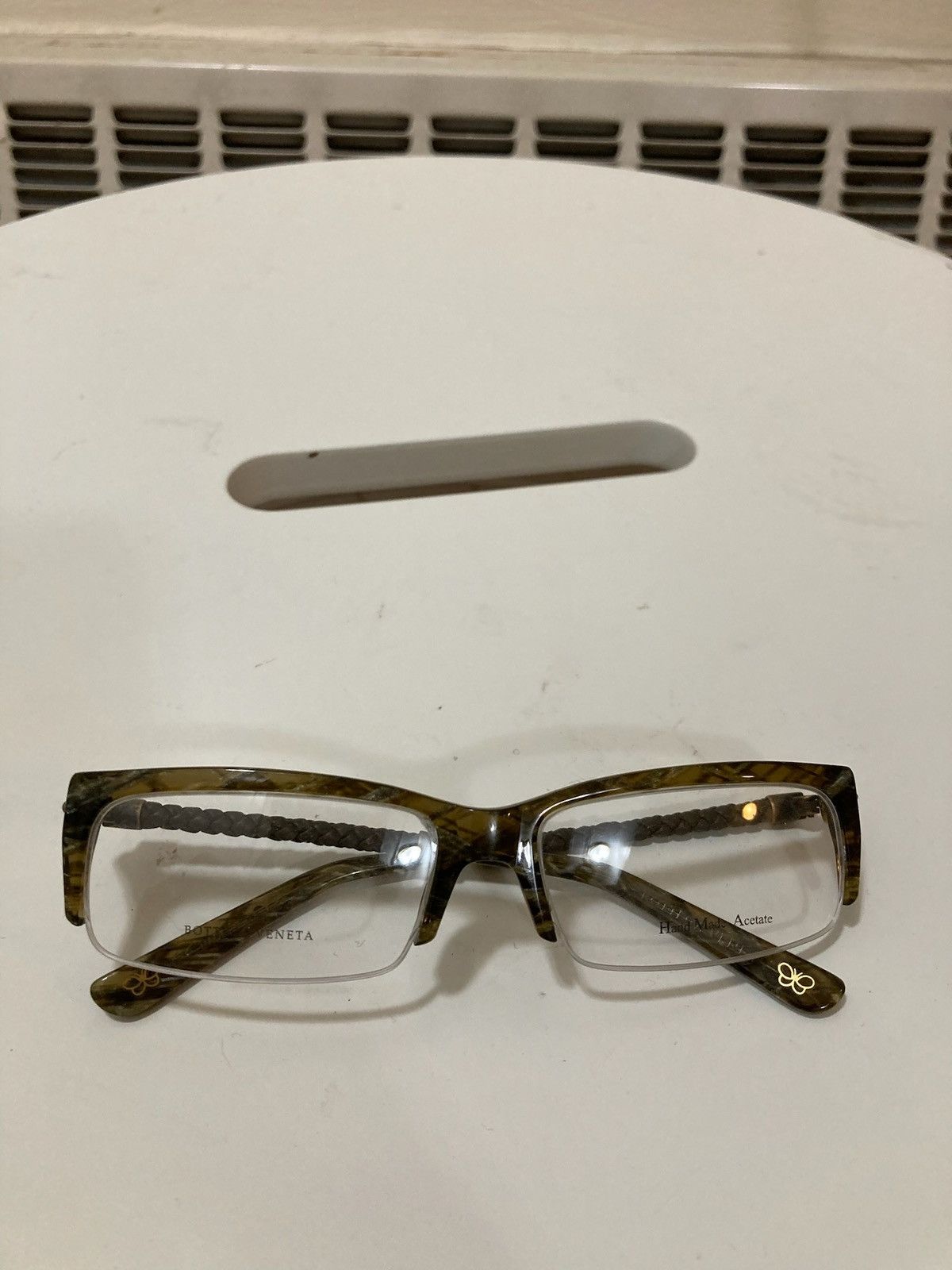 image of Bottega Veneta Bottega Venetta Twisted Temple Glasses in Brown, Men's