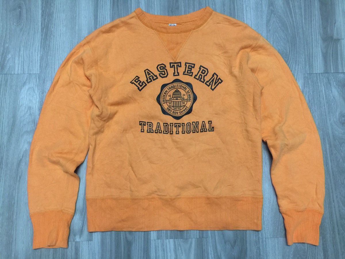 image of Vintage V-Neck The Flat Head Company Sweatshirt in Orange, Men's (Size Medium)