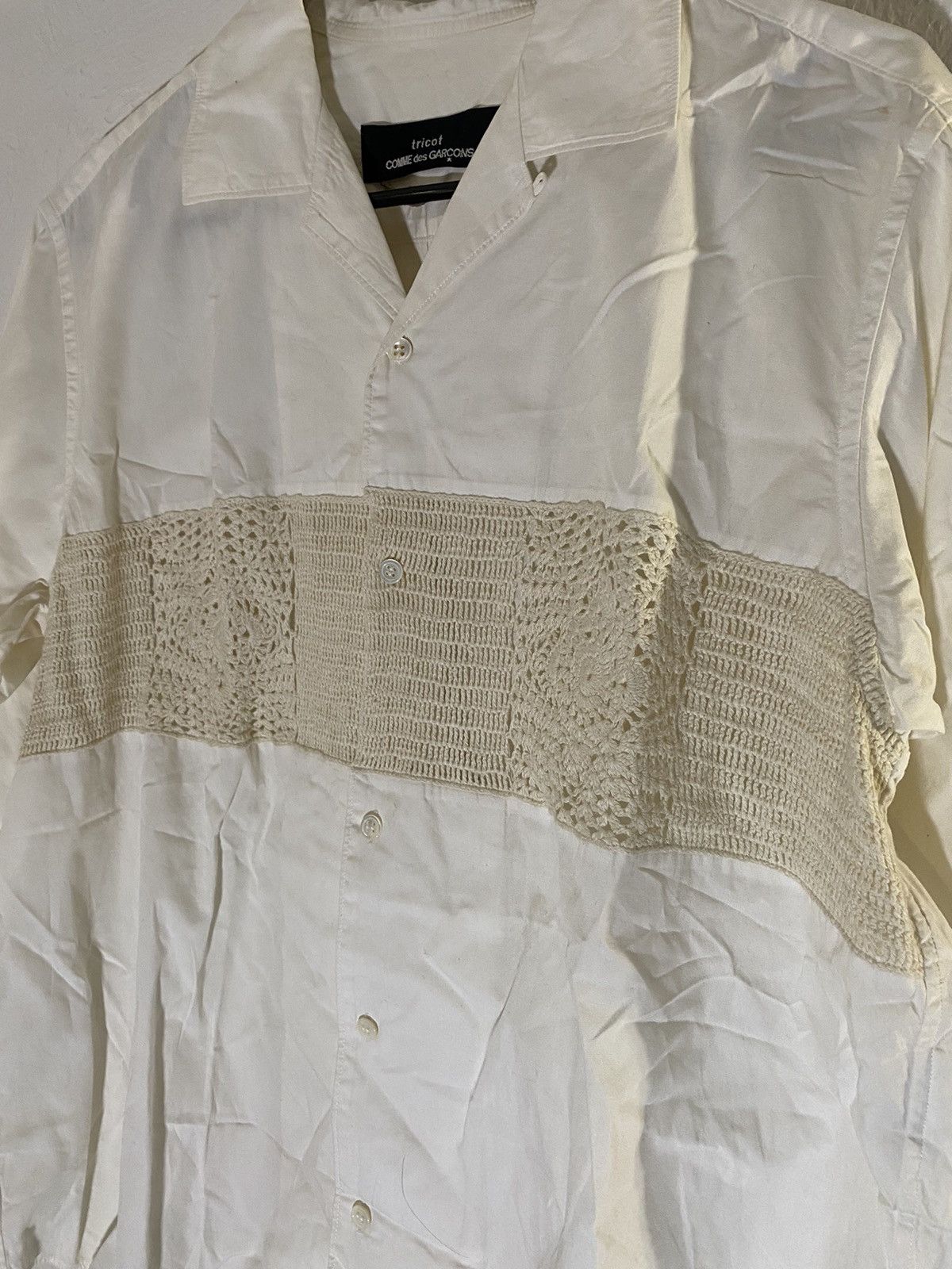 Cdg Tricot White Button Up
