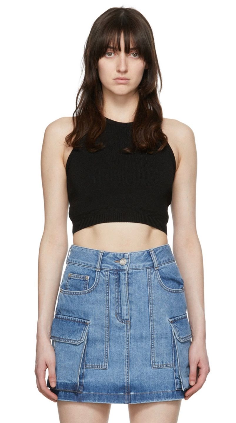 Black rib knit Cutout tank top