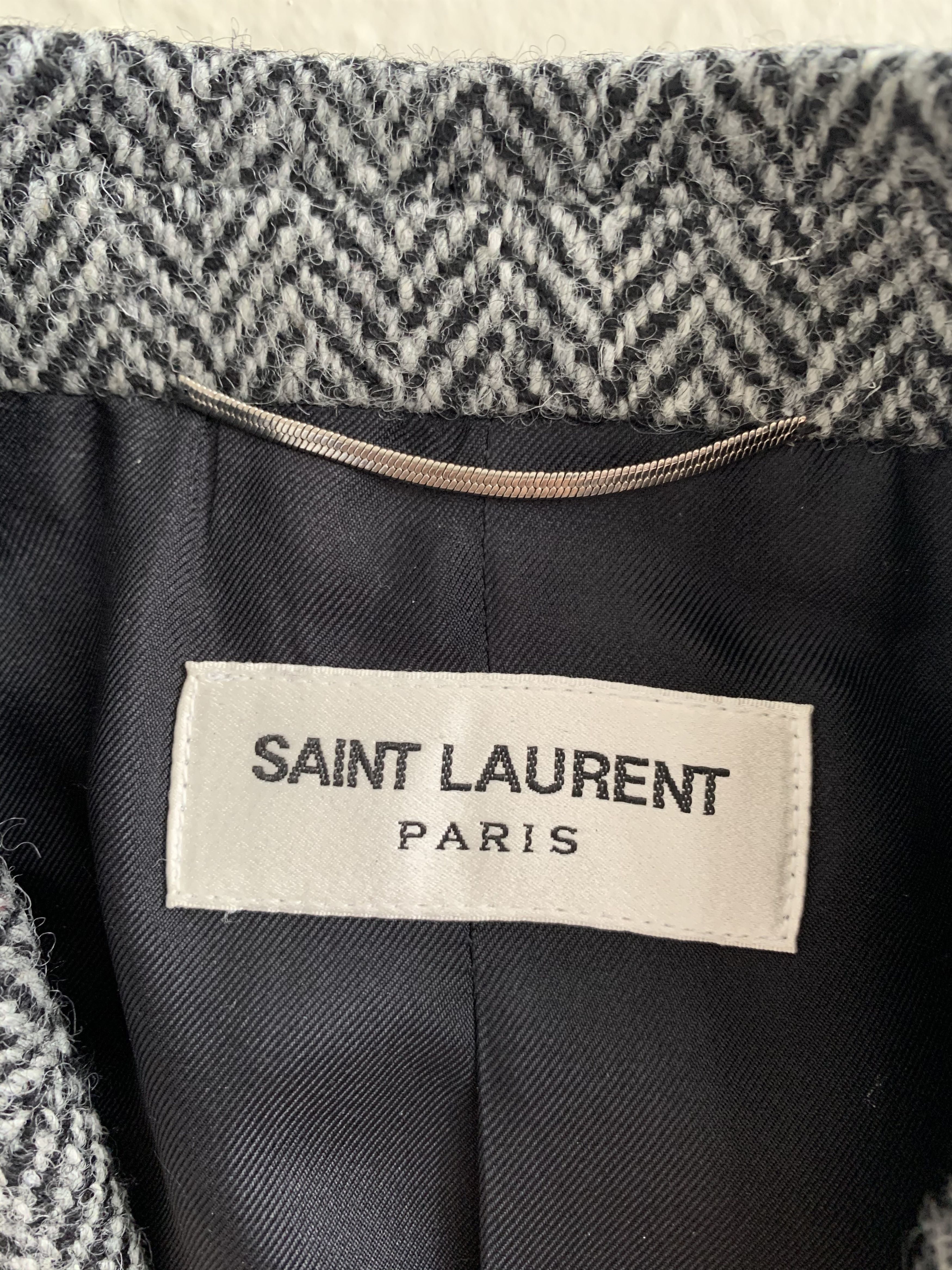 Hedi Slimane × Saint Laurent Paris FW15 Saint Laurent Paris Wool Herringbone Blazer Jacket Size 42R - 7 Thumbnail