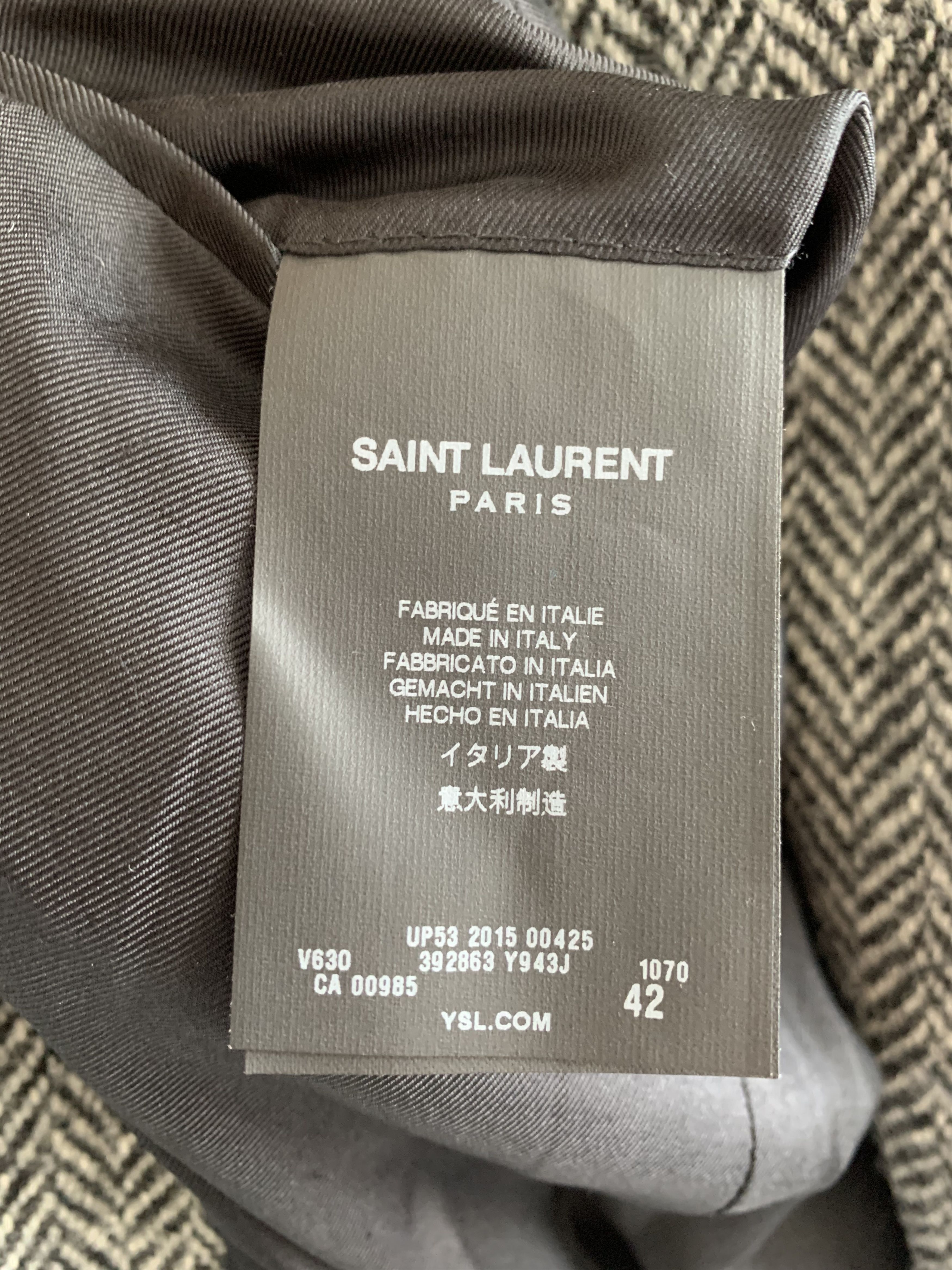 Hedi Slimane × Saint Laurent Paris FW15 Saint Laurent Paris Wool Herringbone Blazer Jacket Size 42R - 8 Thumbnail