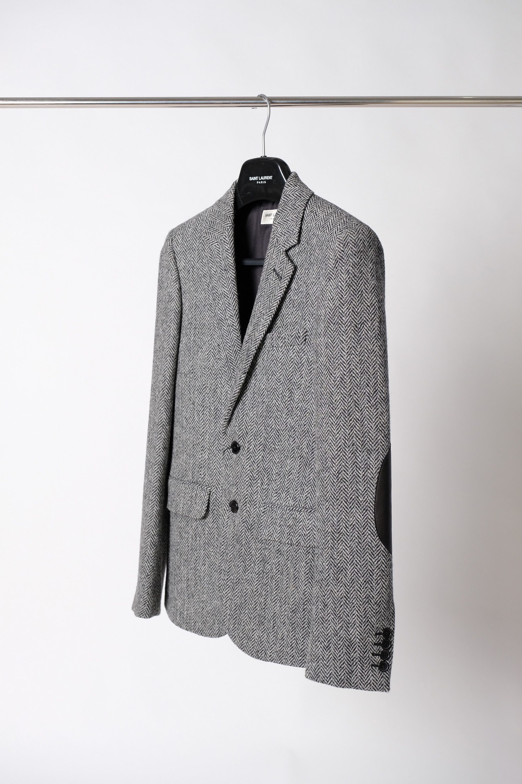 Hedi Slimane × Saint Laurent Paris FW15 Saint Laurent Paris Wool Herringbone Blazer Jacket Size 42R - 3 Thumbnail