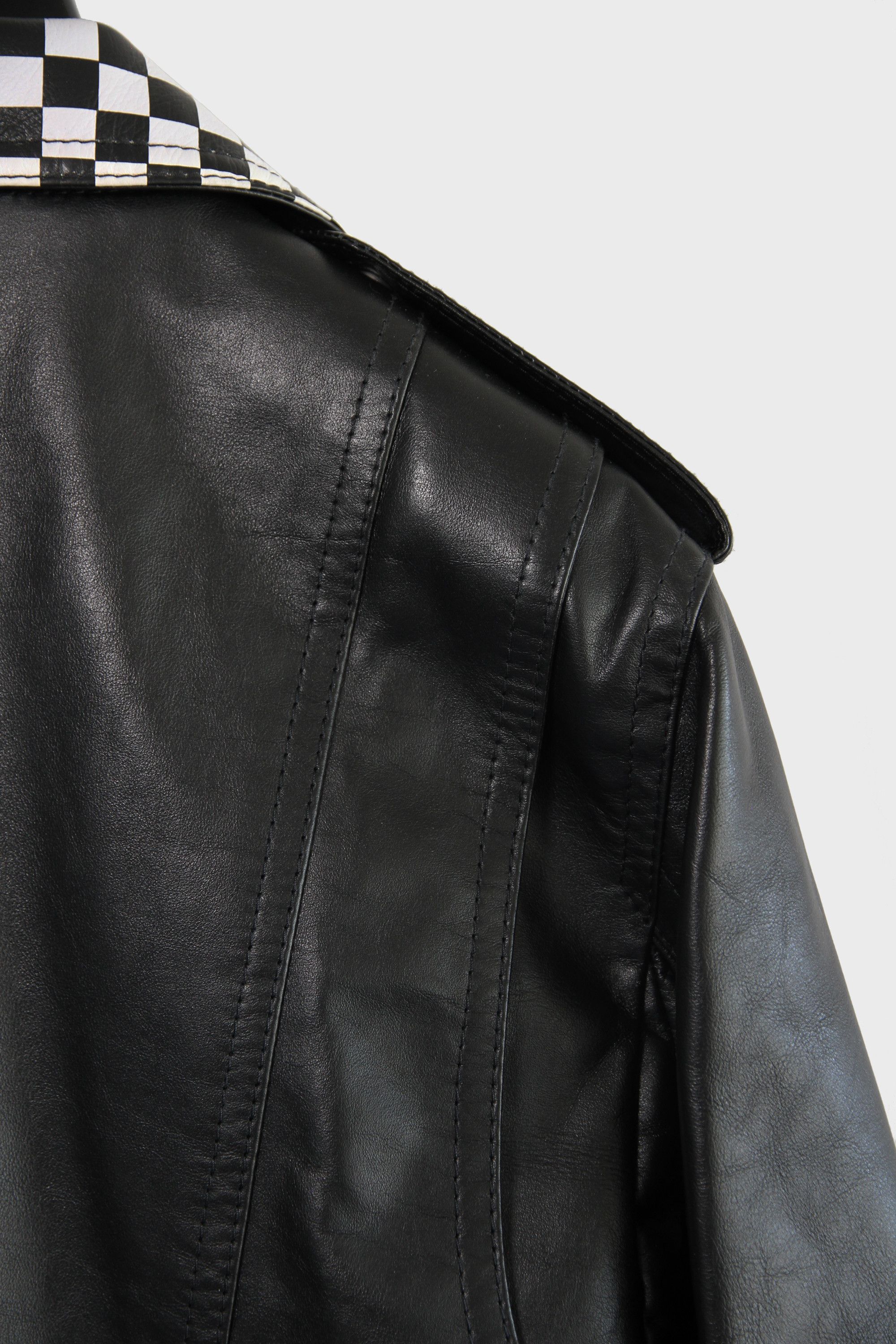 Celine × Hedi Slimane FW19 Celine Studded Checkered Leather Biker Jacket 52 XL Size US L / EU 52-54 / 3 - 8 Thumbnail