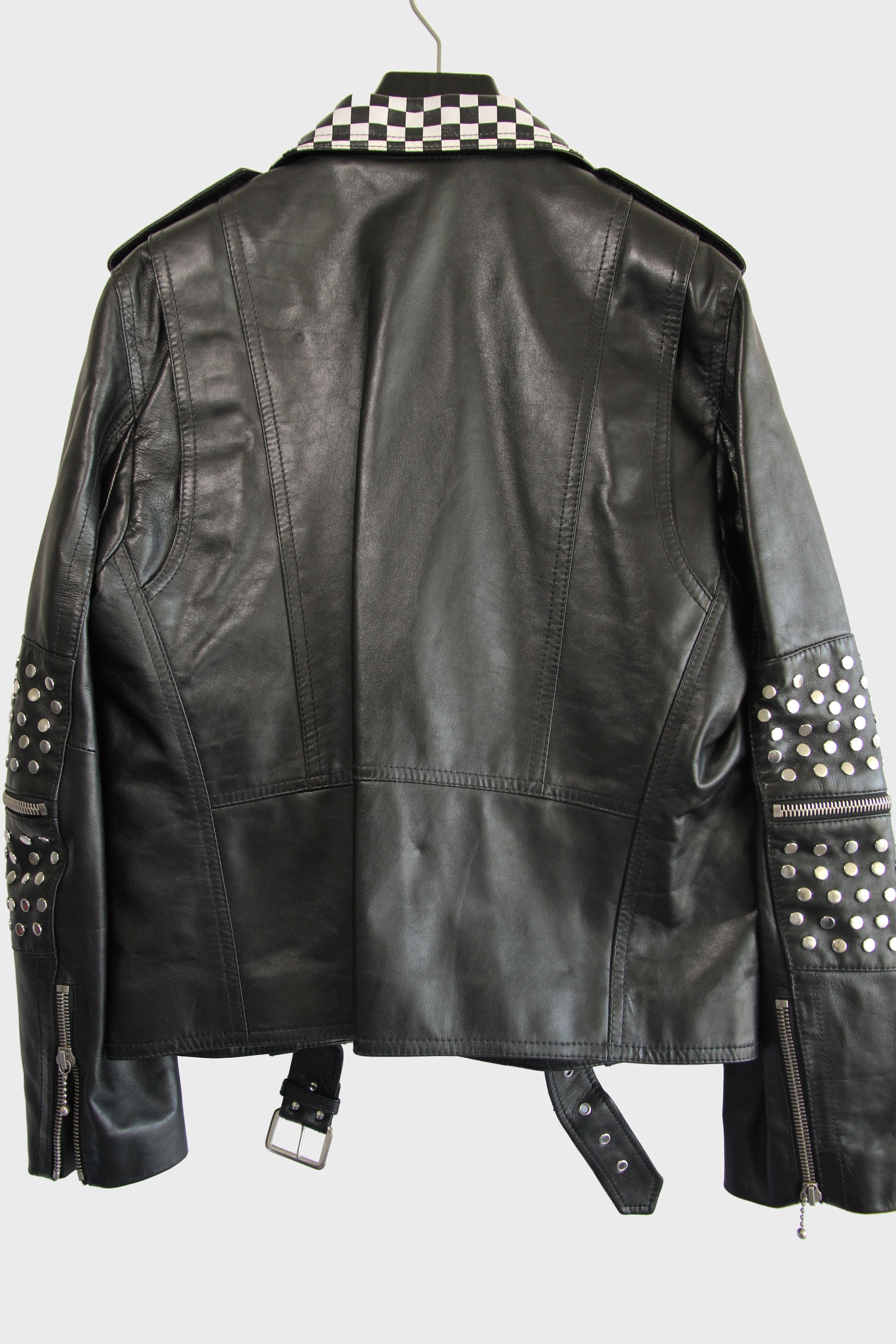 Celine × Hedi Slimane FW19 Celine Studded Checkered Leather Biker Jacket 52 XL Size US L / EU 52-54 / 3 - 7 Thumbnail