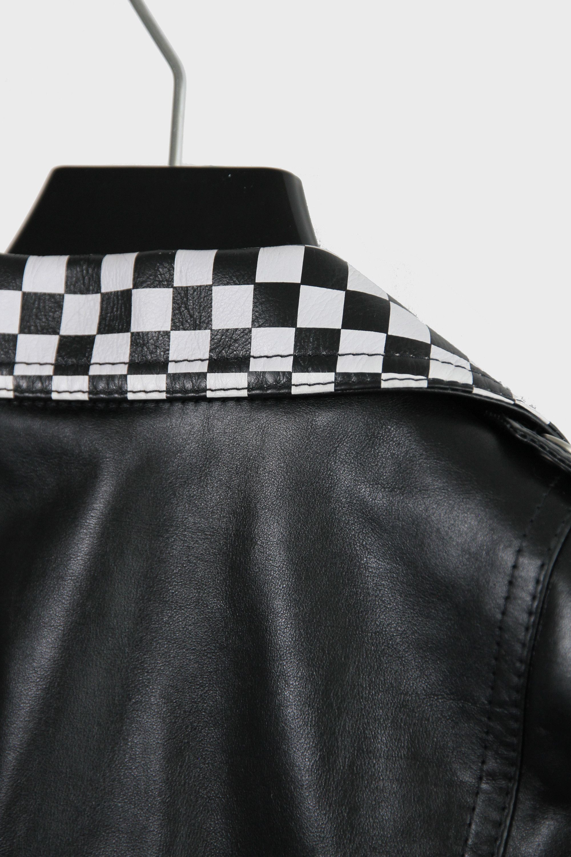 Celine × Hedi Slimane FW19 Celine Studded Checkered Leather Biker Jacket 52 XL Size US L / EU 52-54 / 3 - 9 Thumbnail