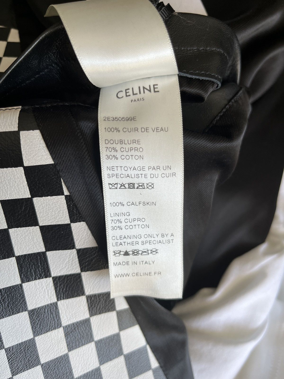 Celine × Hedi Slimane FW19 Celine Studded Checkered Leather Biker Jacket 52 XL Size US L / EU 52-54 / 3 - 12 Thumbnail