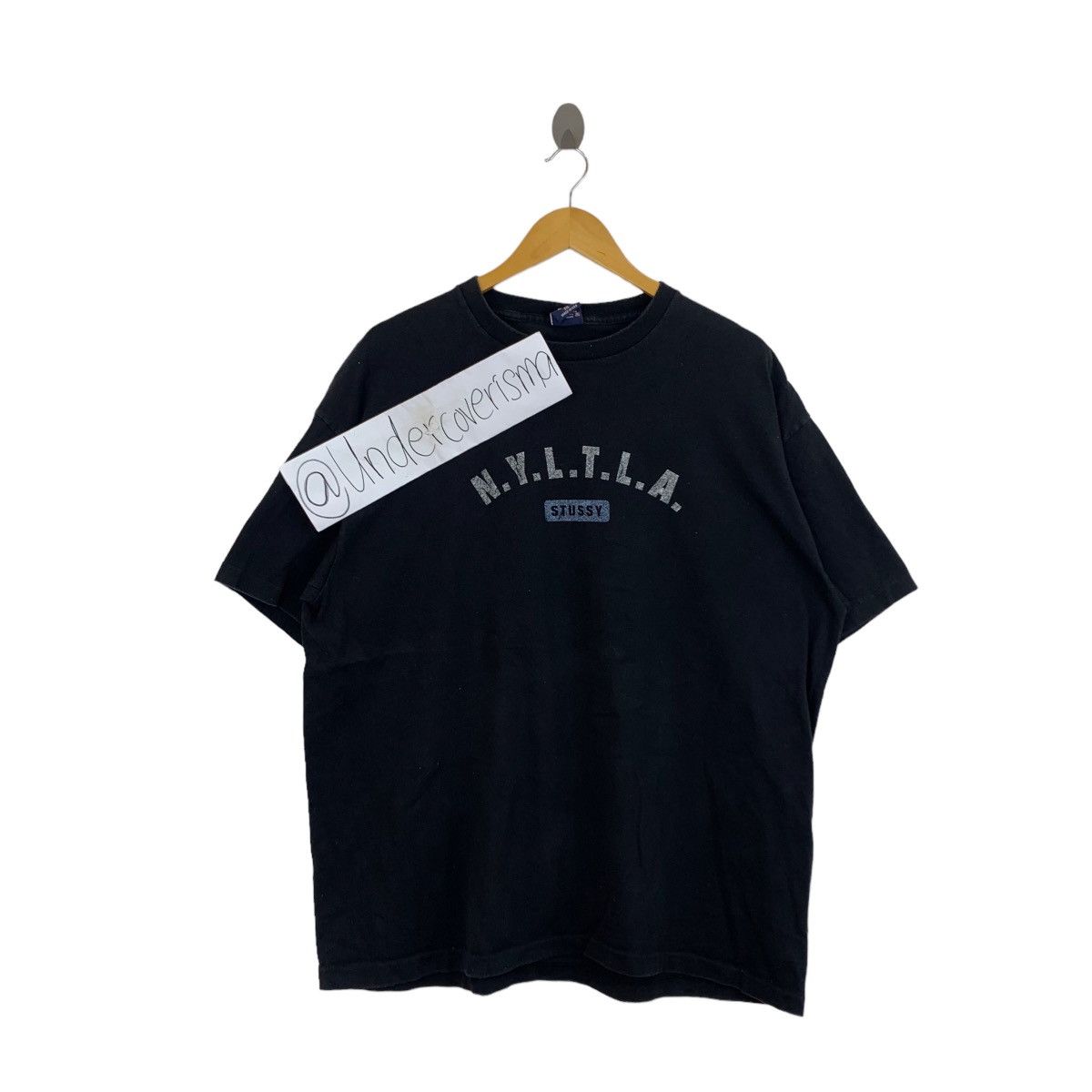 image of Vintage 90's N.y.l.t.l.a Stussy Usa Print Oversize Black, Men's (Size 2XL)