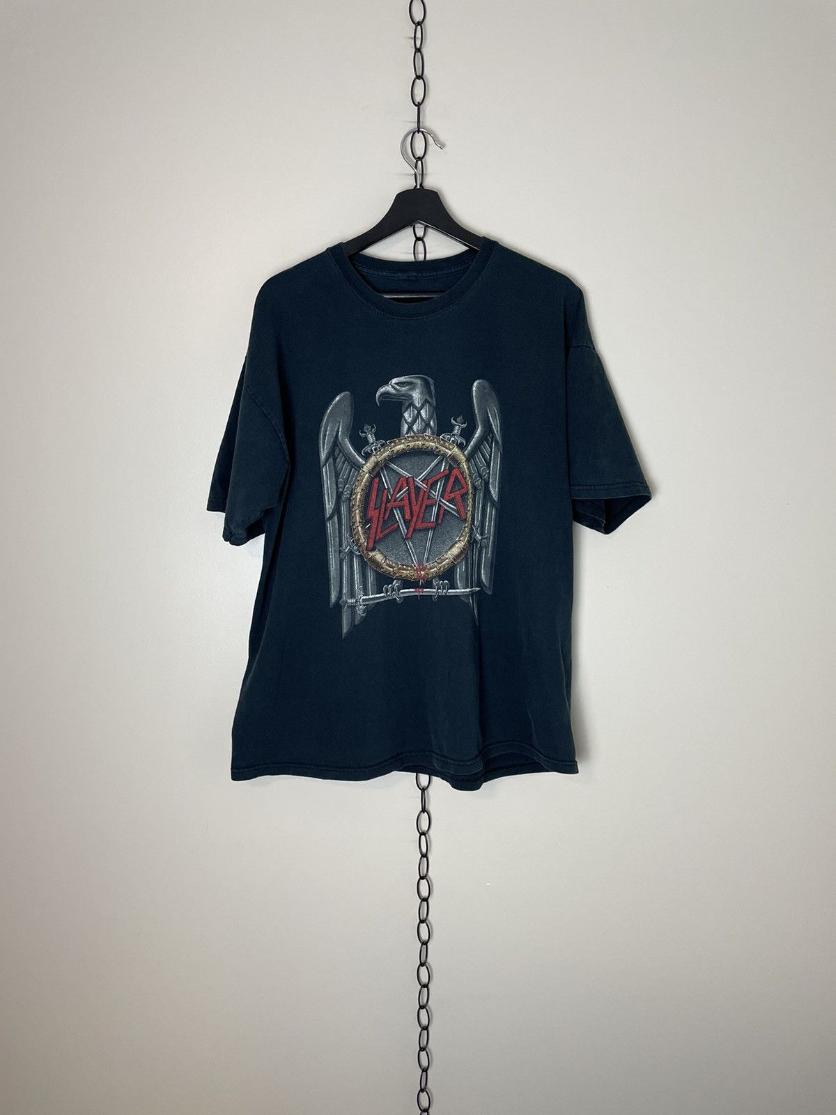 Hanes SLAYER Band T-Shirt, Men's Size L cotton Charcoal Vintage Second Hand