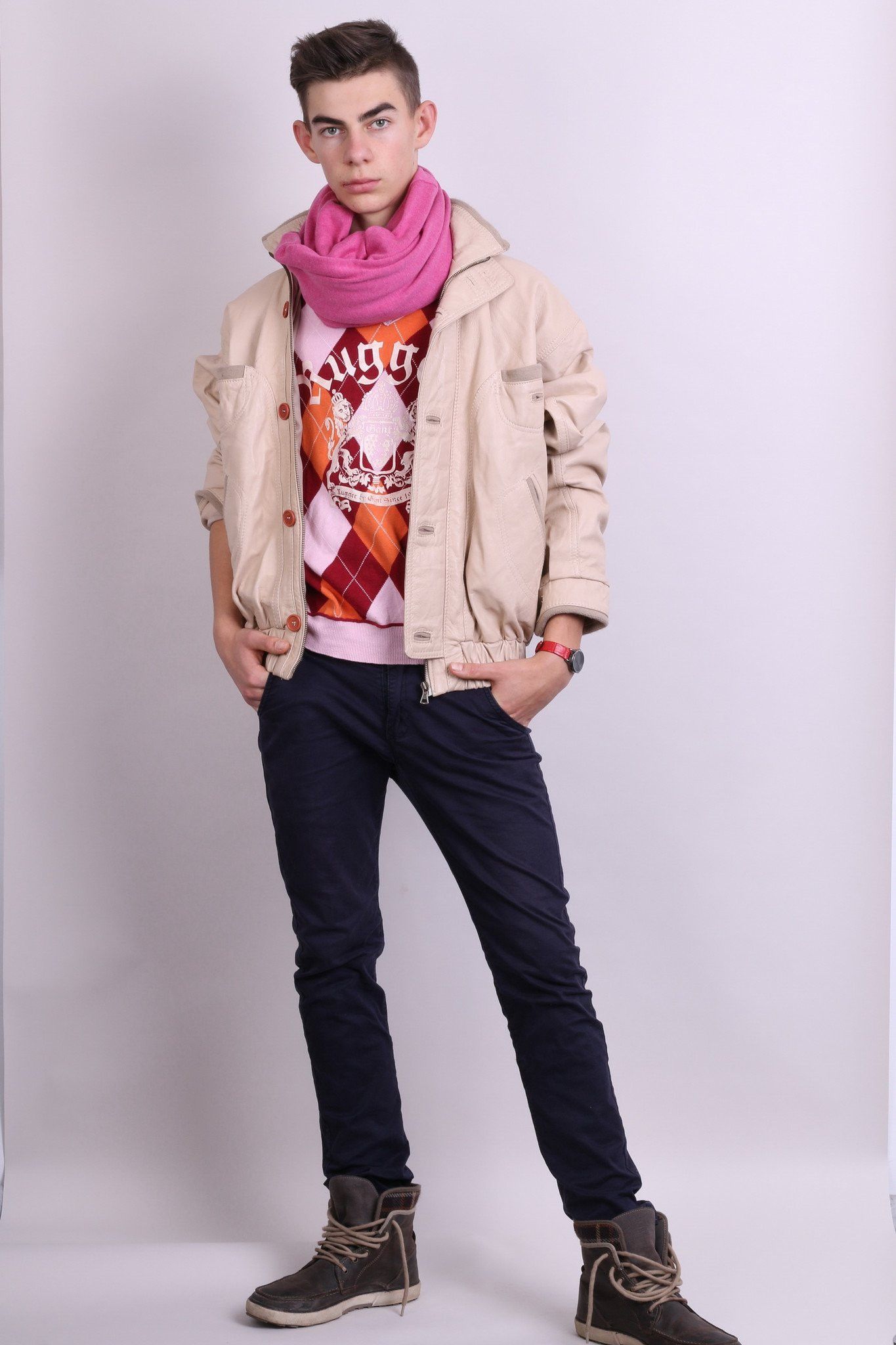 Other Vintage Men 50 M Leather Jacket Beige Bomber Pockets 5194 Size US M / EU 48-50 / 2 - 8 Thumbnail