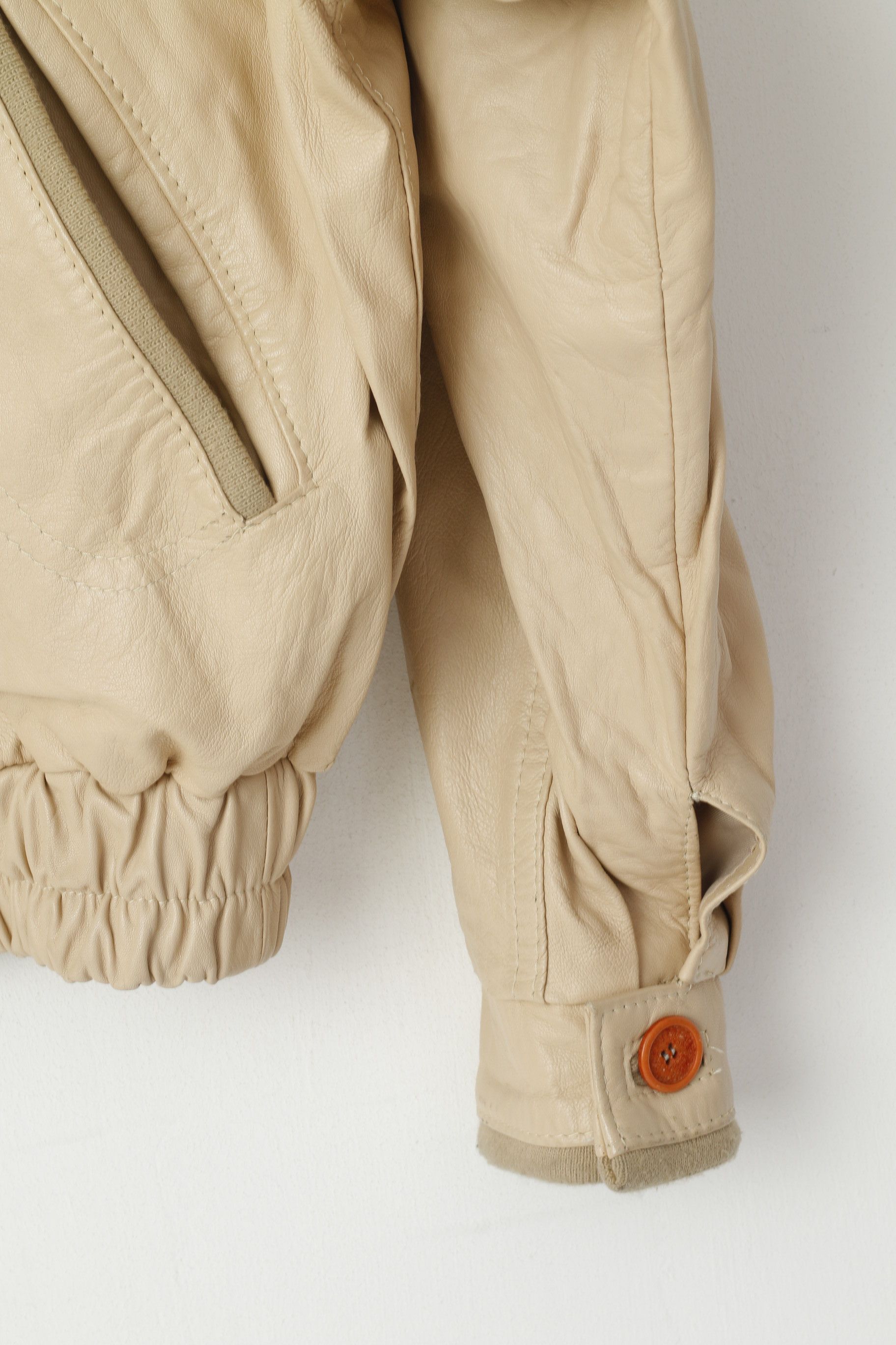 Other Vintage Men 50 M Leather Jacket Beige Bomber Pockets 5194 Size US M / EU 48-50 / 2 - 3 Thumbnail