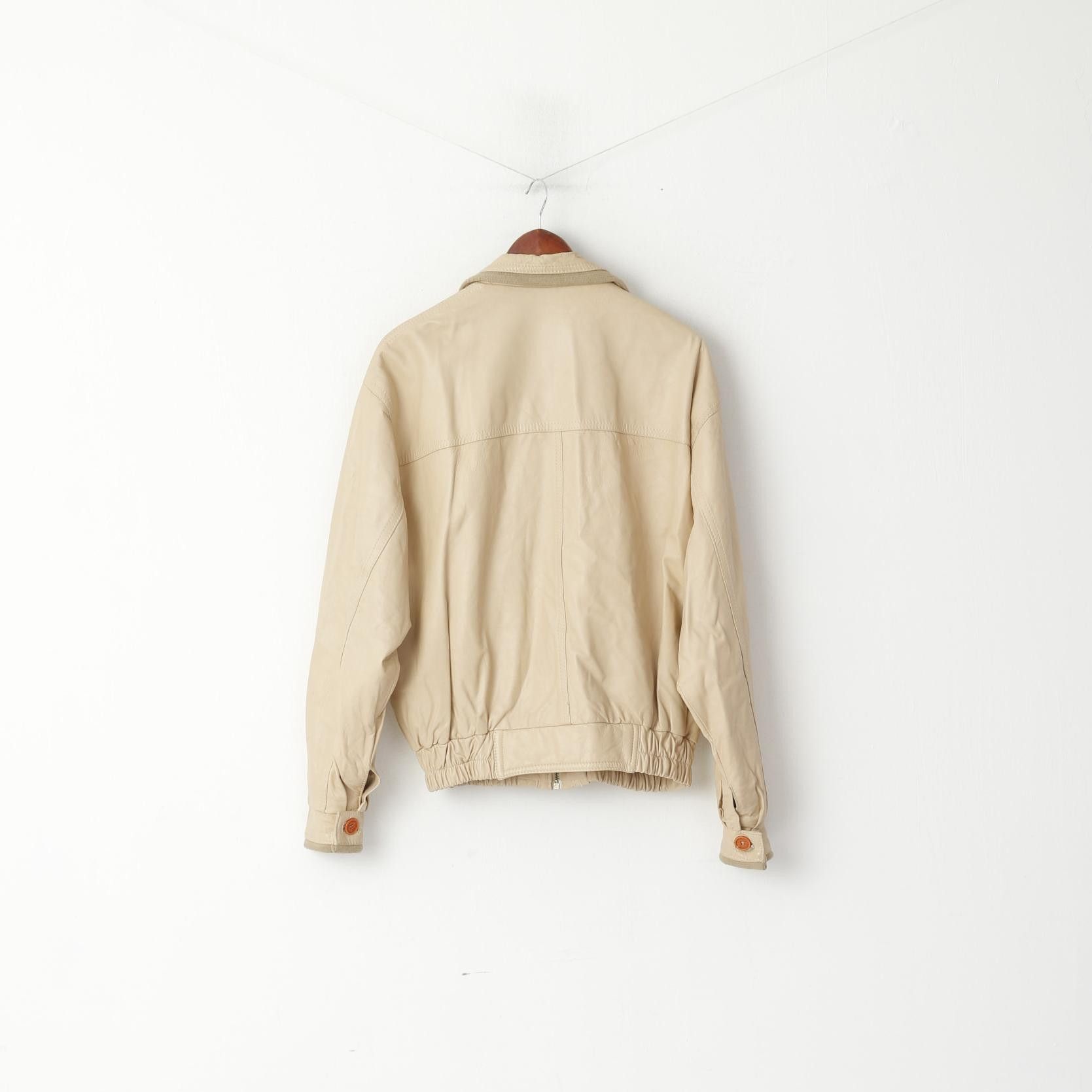 Other Vintage Men 50 M Leather Jacket Beige Bomber Pockets 5194 Size US M / EU 48-50 / 2 - 7 Thumbnail