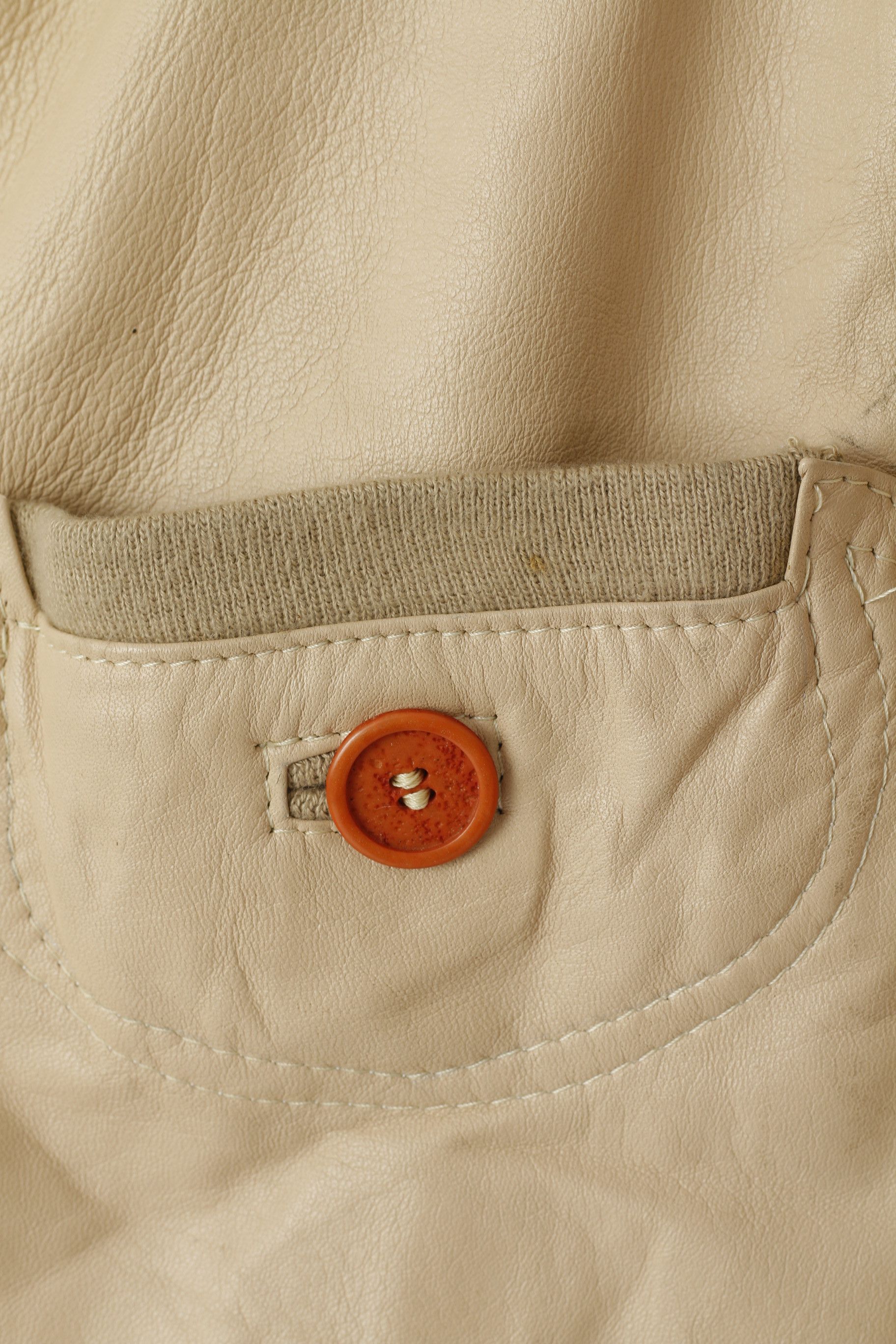 Other Vintage Men 50 M Leather Jacket Beige Bomber Pockets 5194 Size US M / EU 48-50 / 2 - 4 Thumbnail