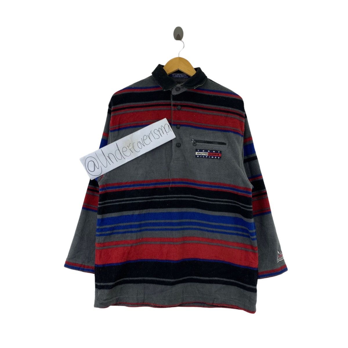 image of Tommy Hilfiger Outdoors Retro Sherpa Stripes Collar in Grey, Men's (Size Medium)