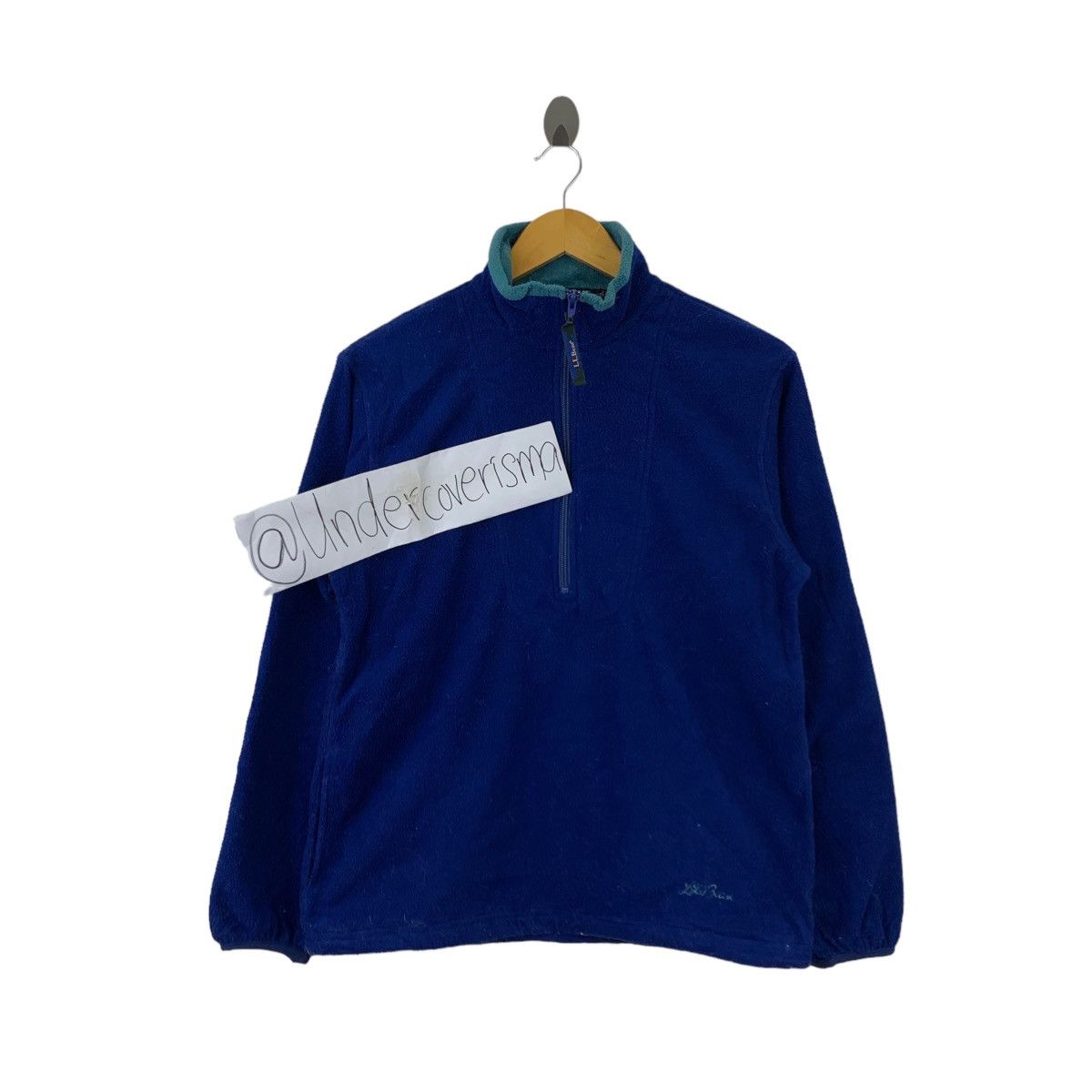 image of L L Bean Ll Bean Usa Half Zipper Blue Retro Sherpa Fleece Sweatshirt, Men's (Size Small)