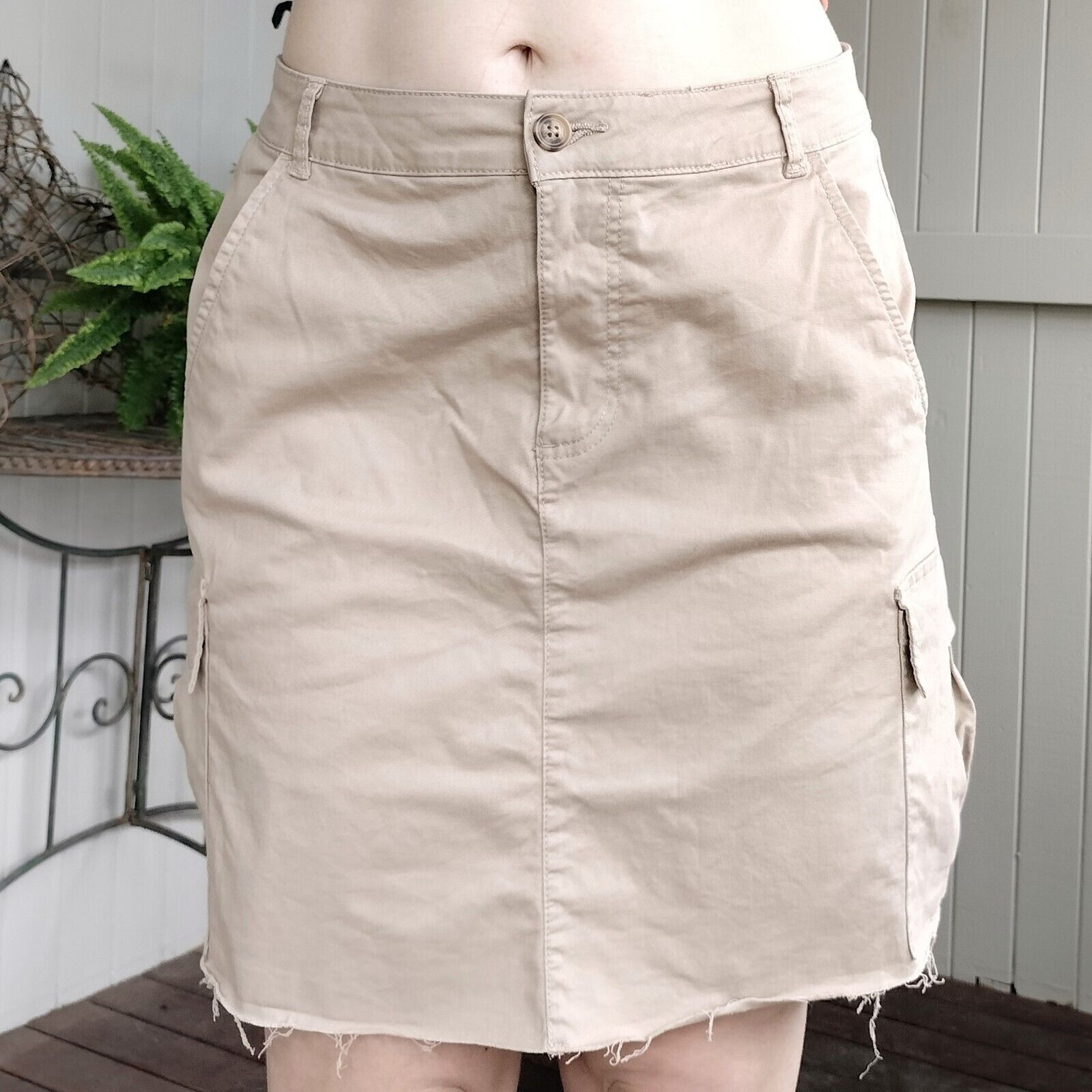 Cotton On Cotton On High Waist A Line Utility Cargo Chino Raw Hem Alt Size 32" / US 10 / IT 46 - 4 Thumbnail