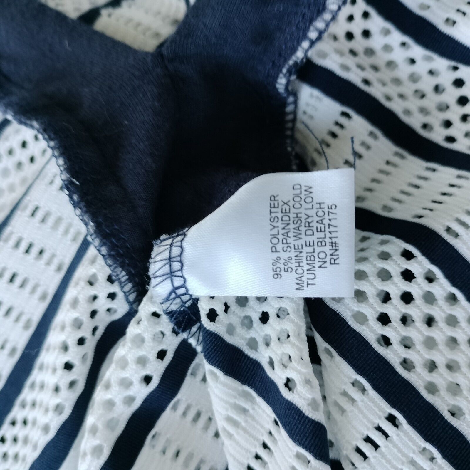 Designer Sandiva Size M Top Tunic White Blue Striped Bell Sleeve Mesh Size M / US 6-8 / IT 42-44 - 5 Thumbnail