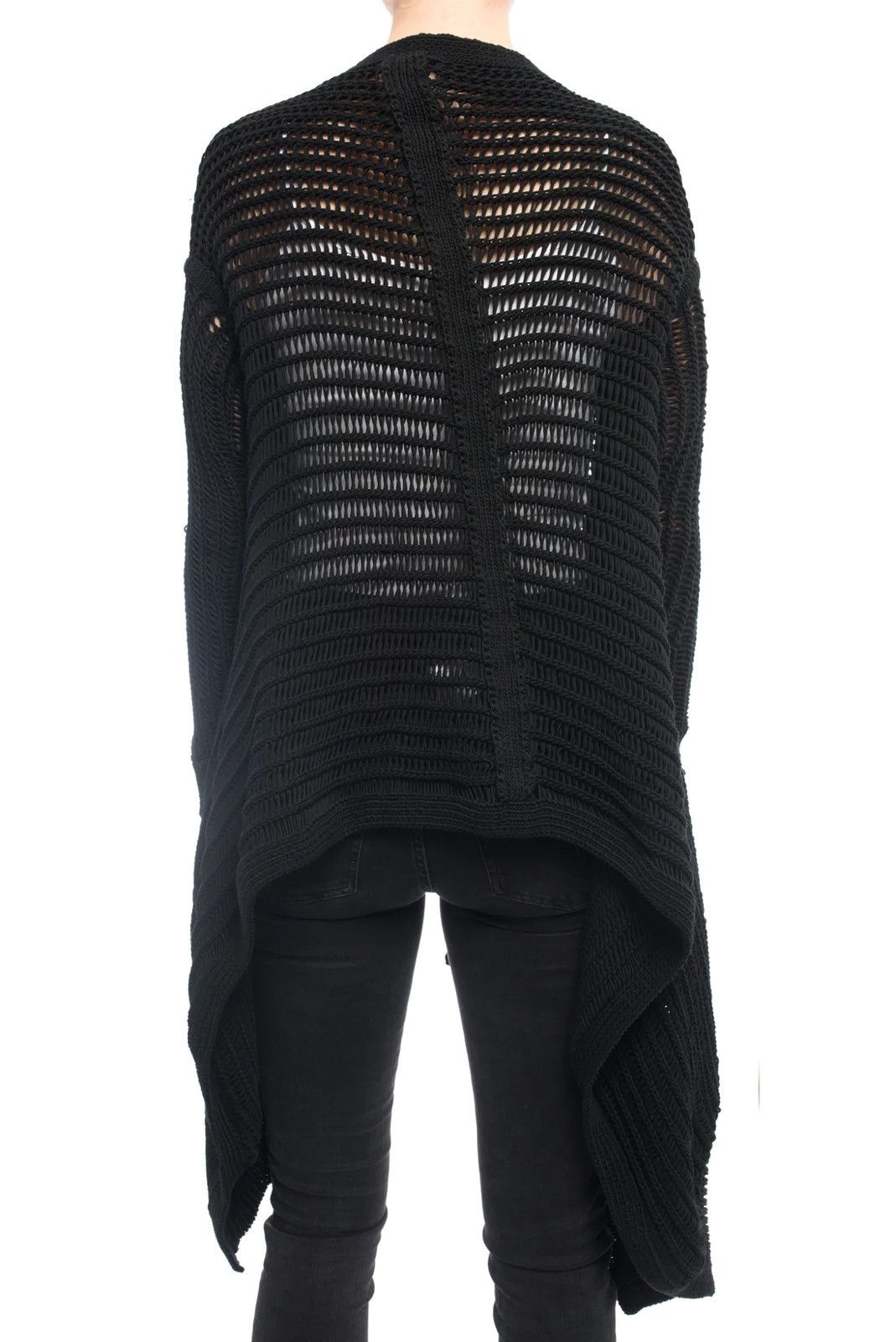Rick Owens Cyclops SS16 Black Loose Knit Webbed Cardigan - Tops
