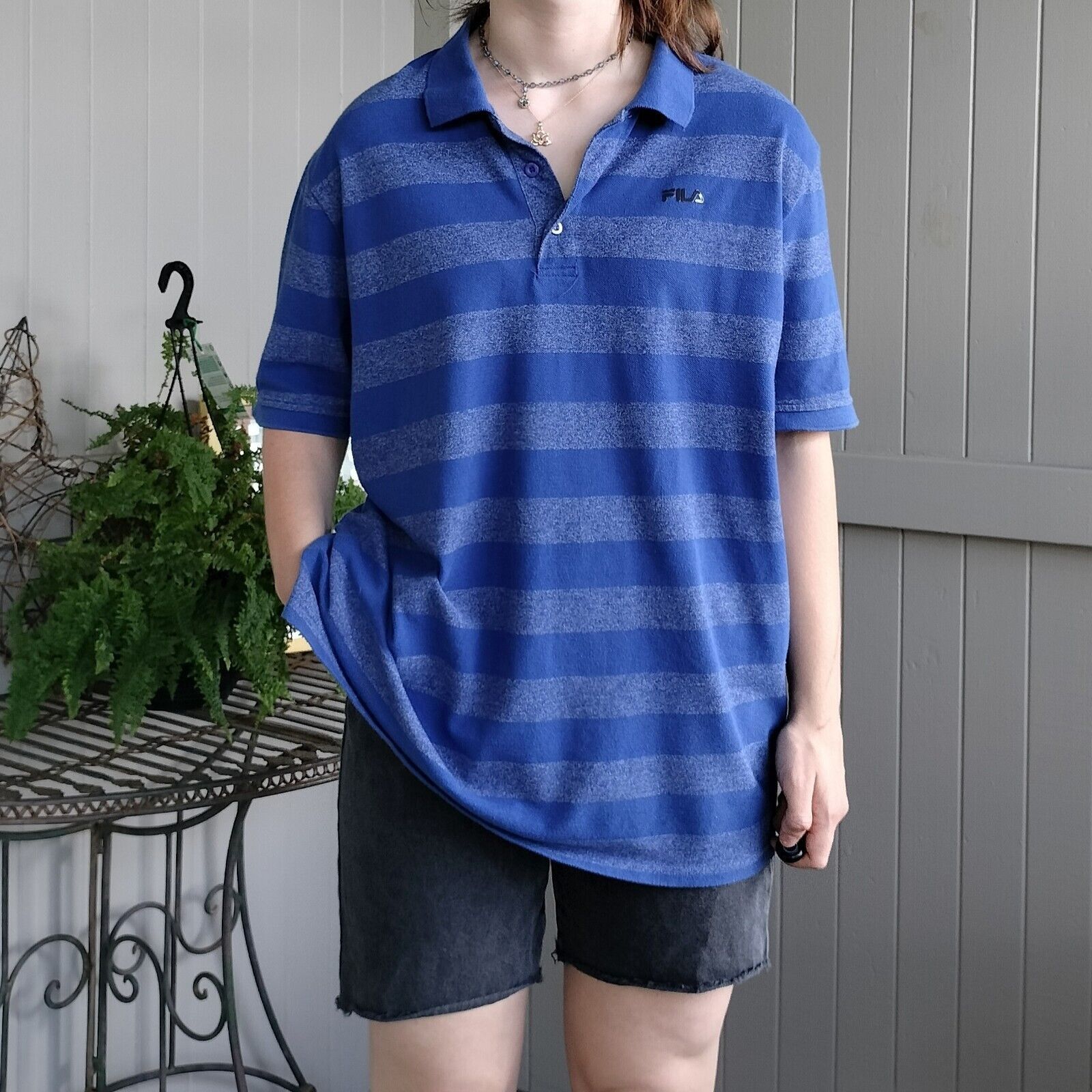 Fila × Vintage Fila Size 3XL Polo Shirt Mens Blue Knit Striped Short Sleeve Size US XXL / EU 58 / 5 - 2 Thumbnail