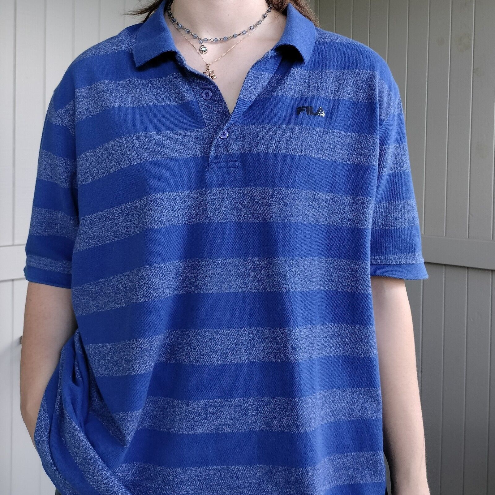 Fila × Vintage Fila Size 3XL Polo Shirt Mens Blue Knit Striped Short Sleeve Size US XXL / EU 58 / 5 - 5 Thumbnail