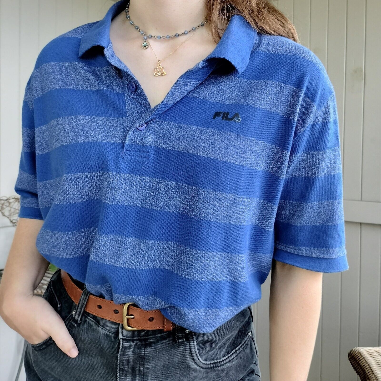 Fila × Vintage Fila Size 3XL Polo Shirt Mens Blue Knit Striped Short Sleeve Size US XXL / EU 58 / 5 - 4 Thumbnail