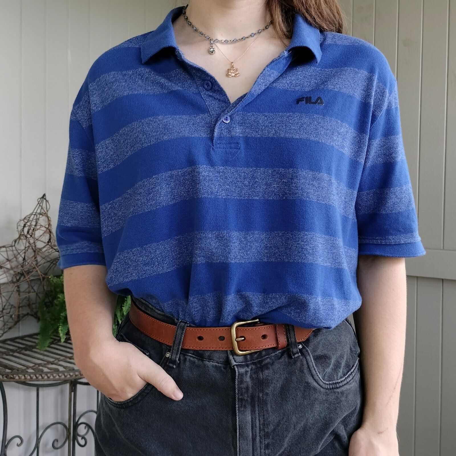 Fila × Vintage Fila Size 3XL Polo Shirt Mens Blue Knit Striped Short Sleeve Size US XXL / EU 58 / 5 - 1 Thumbnail