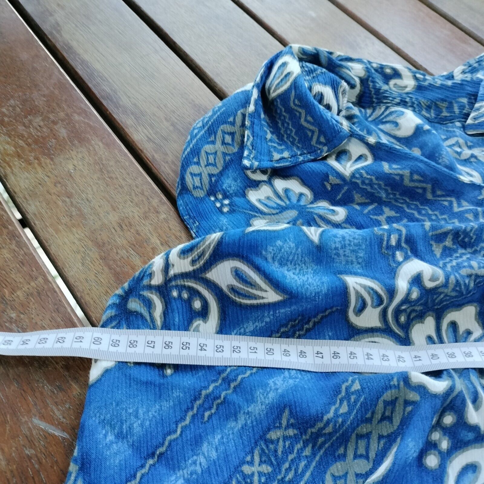 Designer × Vintage Vintage 80s 90s Free Size Dress Blue White Floral Size ONE SIZE - 6 Thumbnail