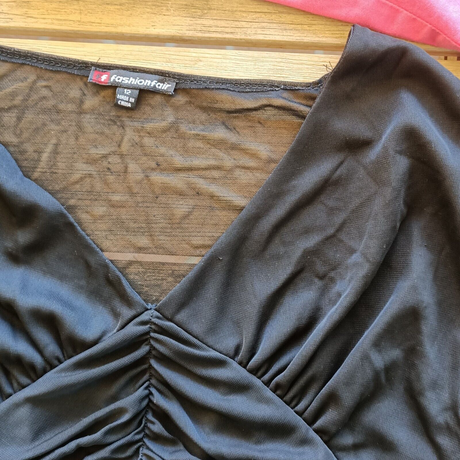 Vintage Vintage 90s Y2K Size 12 Top Black Mesh Bell Sleeve Pleated Size M / US 6-8 / IT 42-44 - 6 Thumbnail