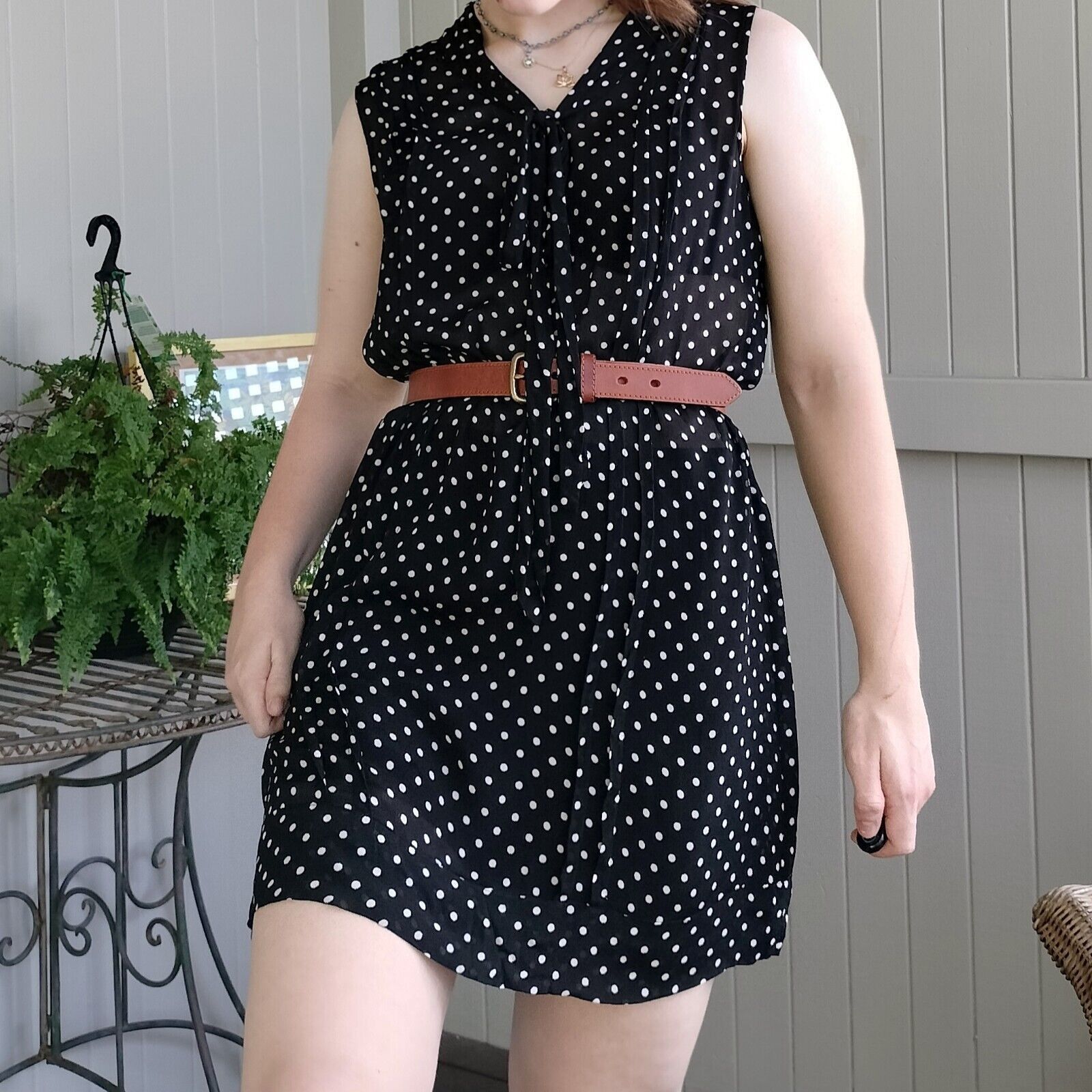 Designer × Vintage Vintage Y2K Orientique Dress Black Polka Dot Pleated Size XL / US 12-14 / IT 48-50 - 1 Thumbnail