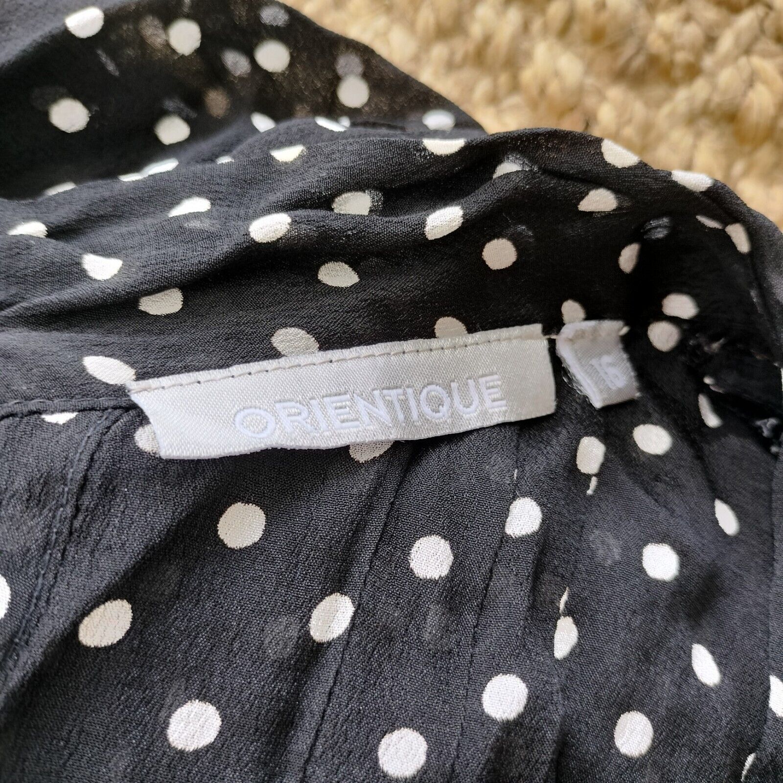 Designer × Vintage Vintage Y2K Orientique Dress Black Polka Dot Pleated Size XL / US 12-14 / IT 48-50 - 7 Thumbnail