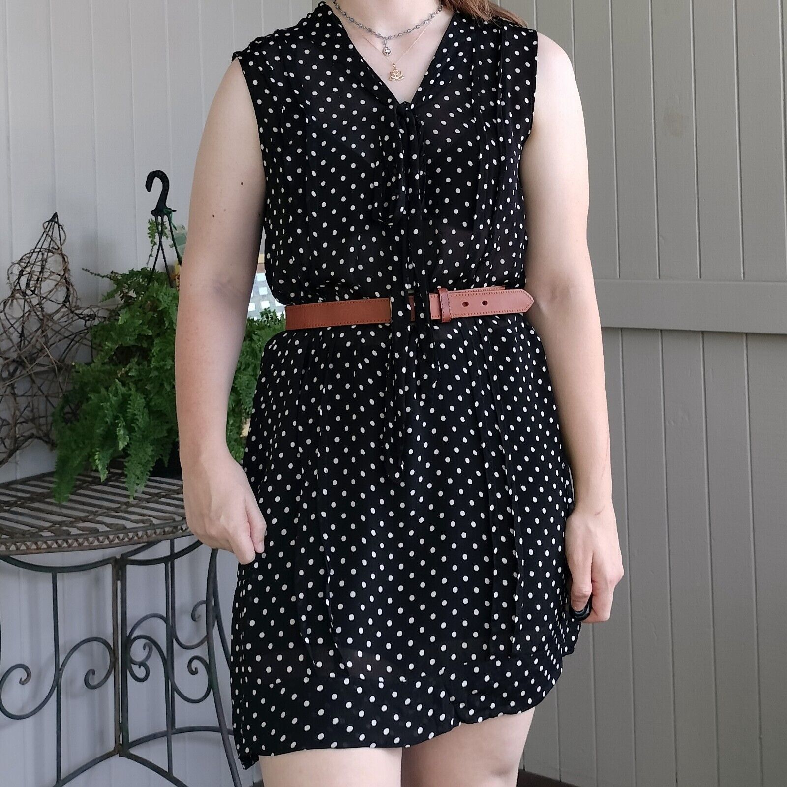 Designer × Vintage Vintage Y2K Orientique Dress Black Polka Dot Pleated Size XL / US 12-14 / IT 48-50 - 2 Thumbnail