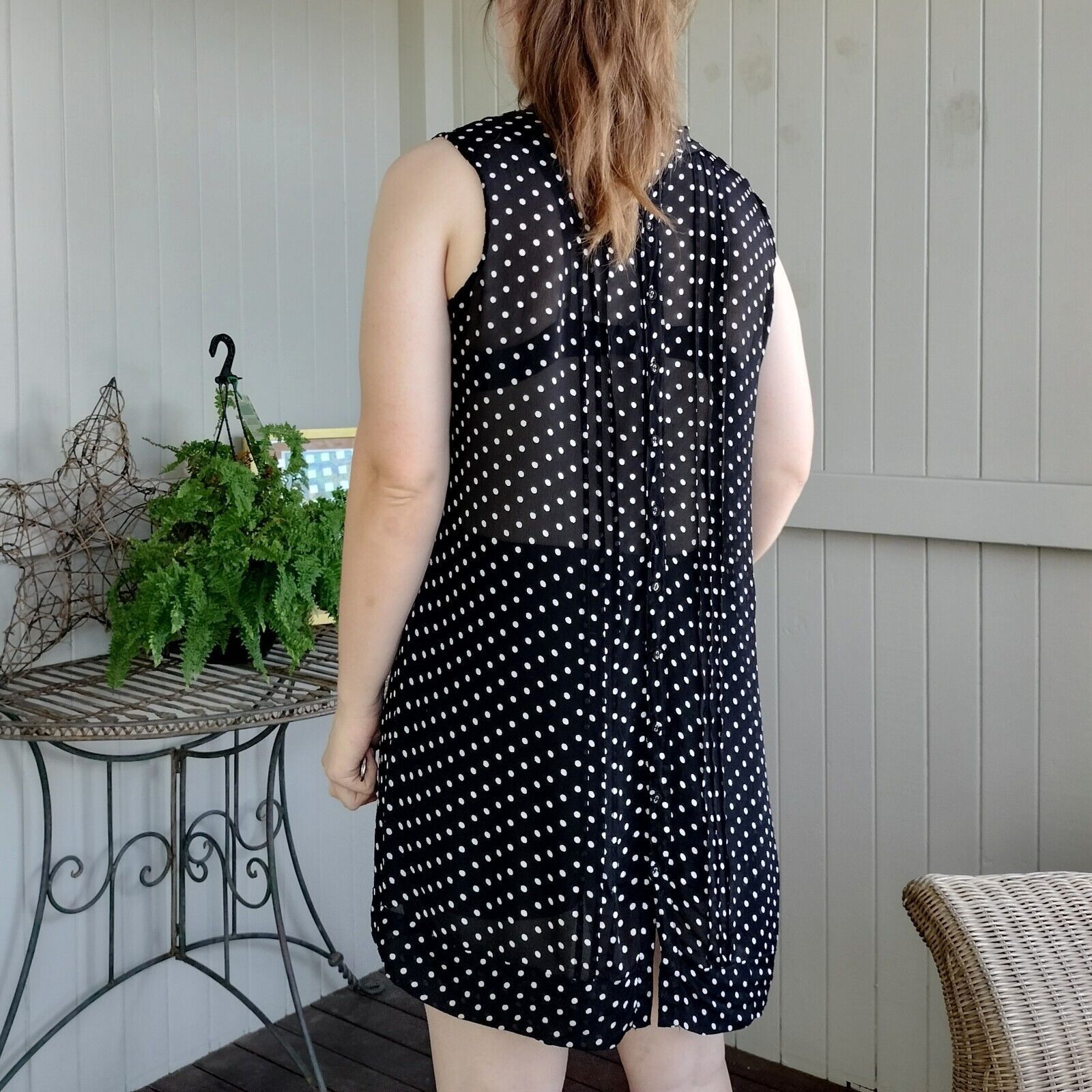 Designer × Vintage Vintage Y2K Orientique Dress Black Polka Dot Pleated Size XL / US 12-14 / IT 48-50 - 4 Thumbnail