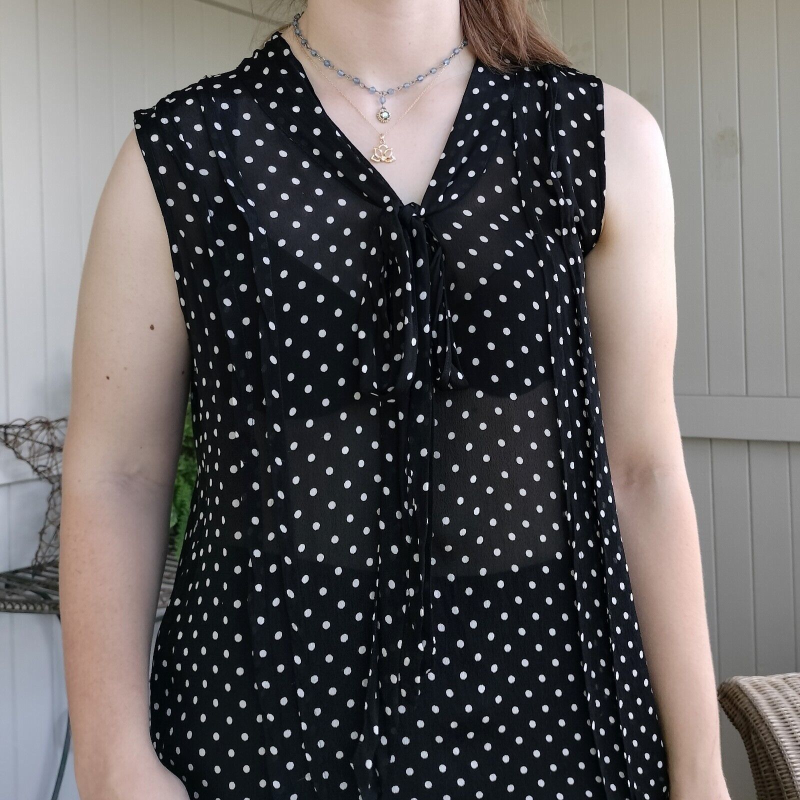 Designer × Vintage Vintage Y2K Orientique Dress Black Polka Dot Pleated Size XL / US 12-14 / IT 48-50 - 5 Thumbnail