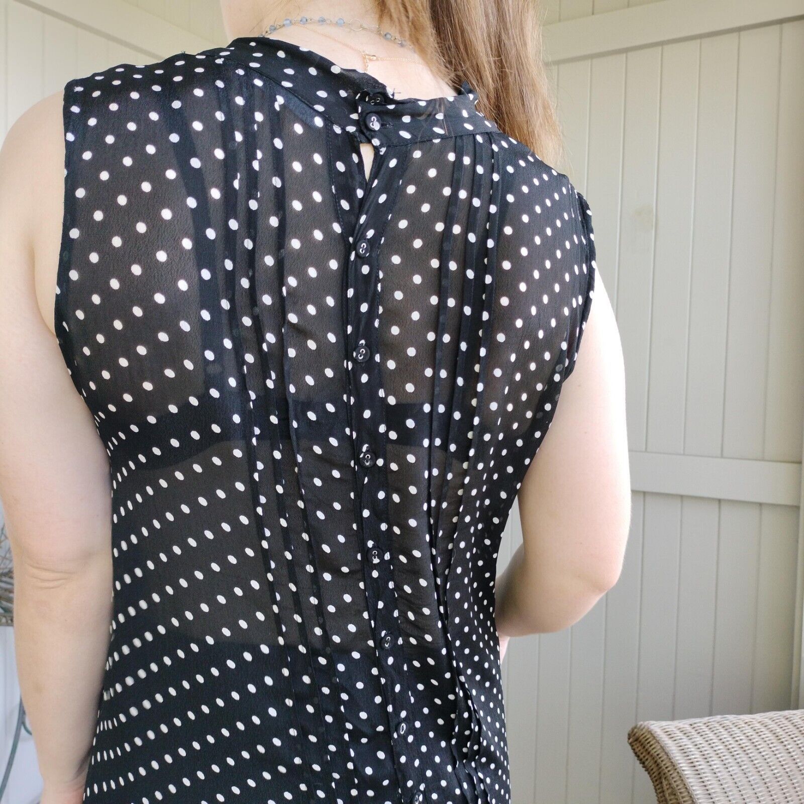 Designer × Vintage Vintage Y2K Orientique Dress Black Polka Dot Pleated Size XL / US 12-14 / IT 48-50 - 6 Thumbnail